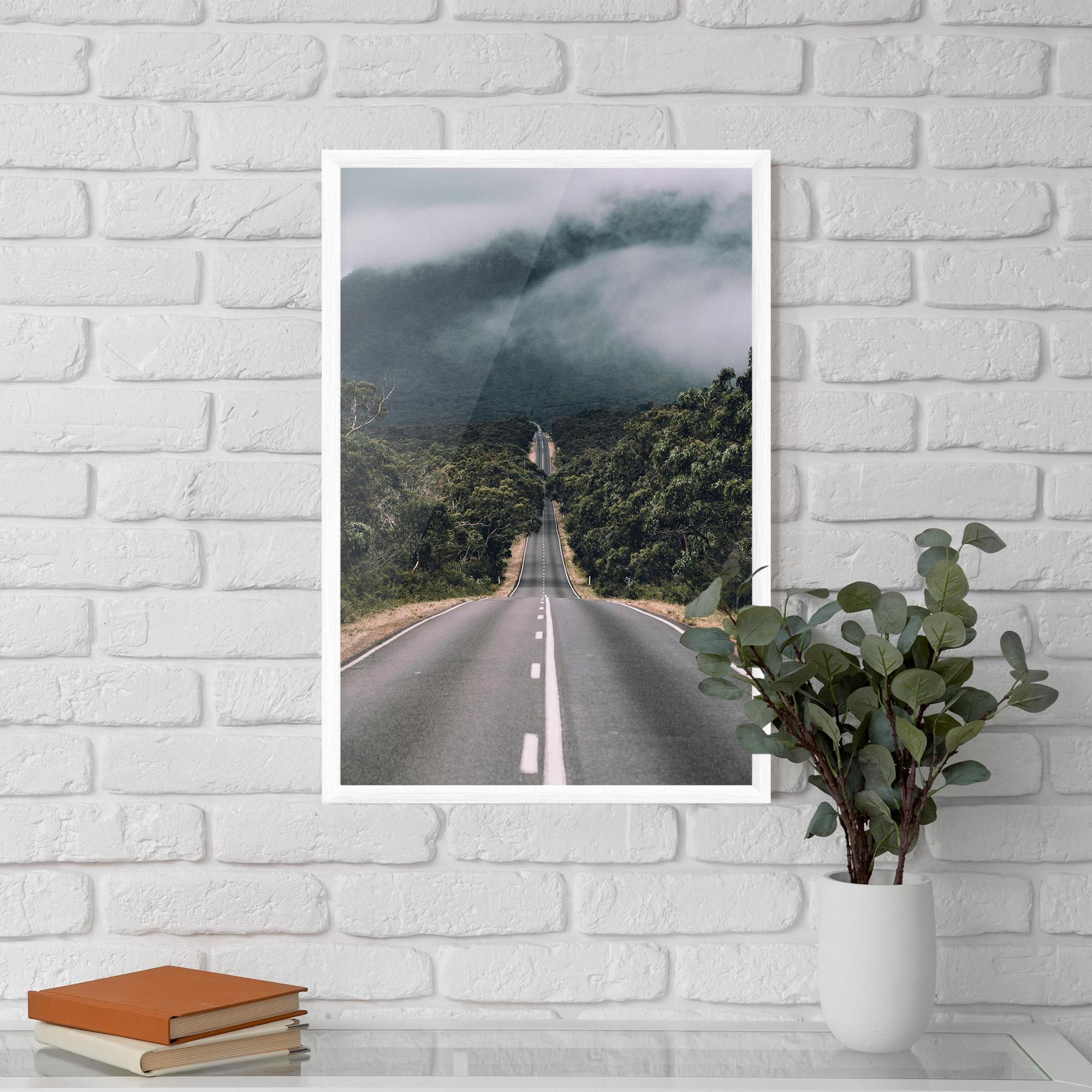 Keretezett Poszter Forest Driving Road mockup 5