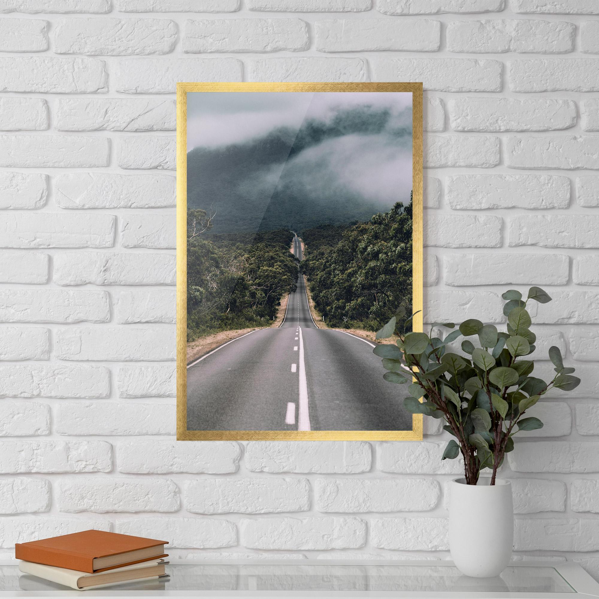 Keretezett Poszter Forest Driving Road mockup 5