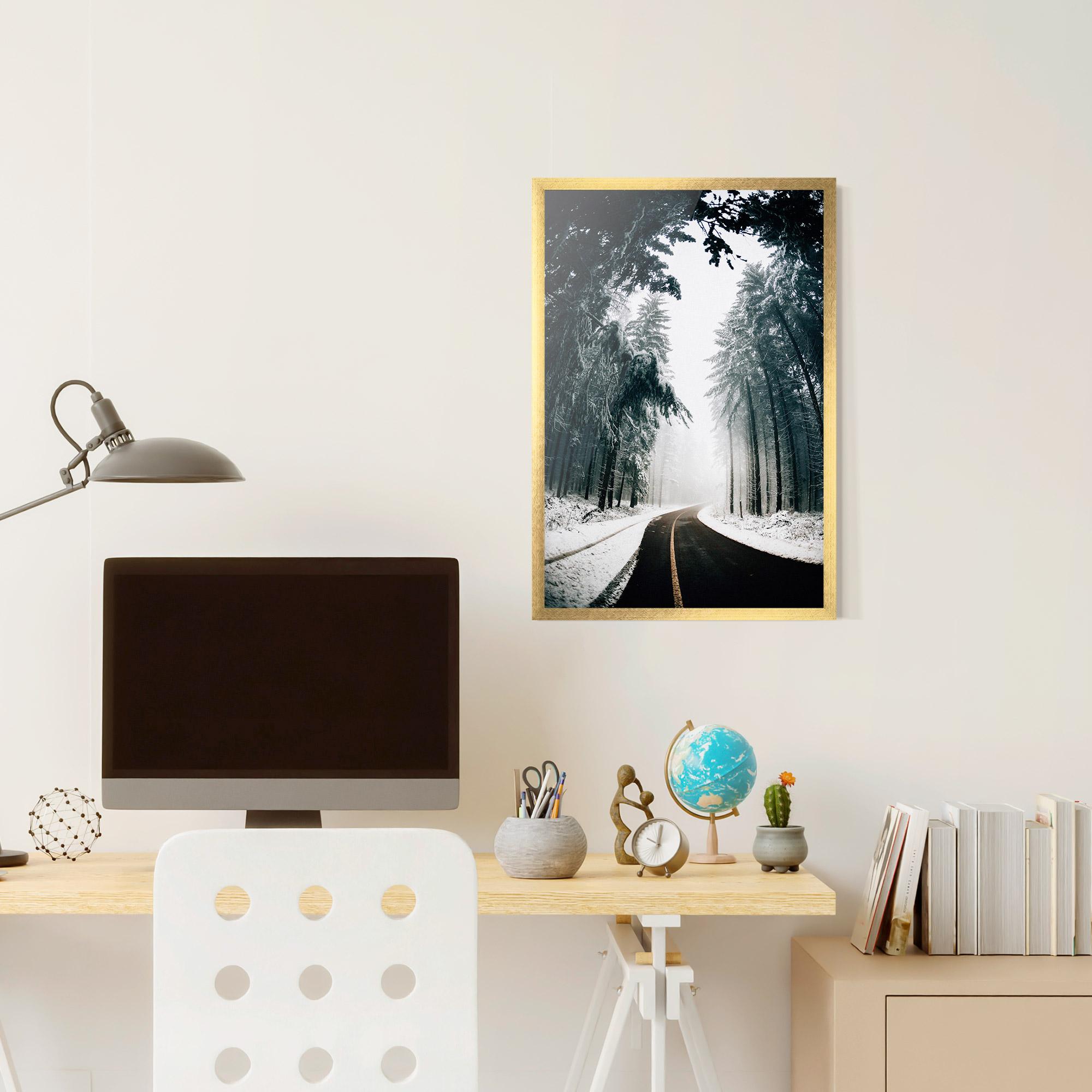 Keretezett Poszter Snow Road Dorest mockup 6