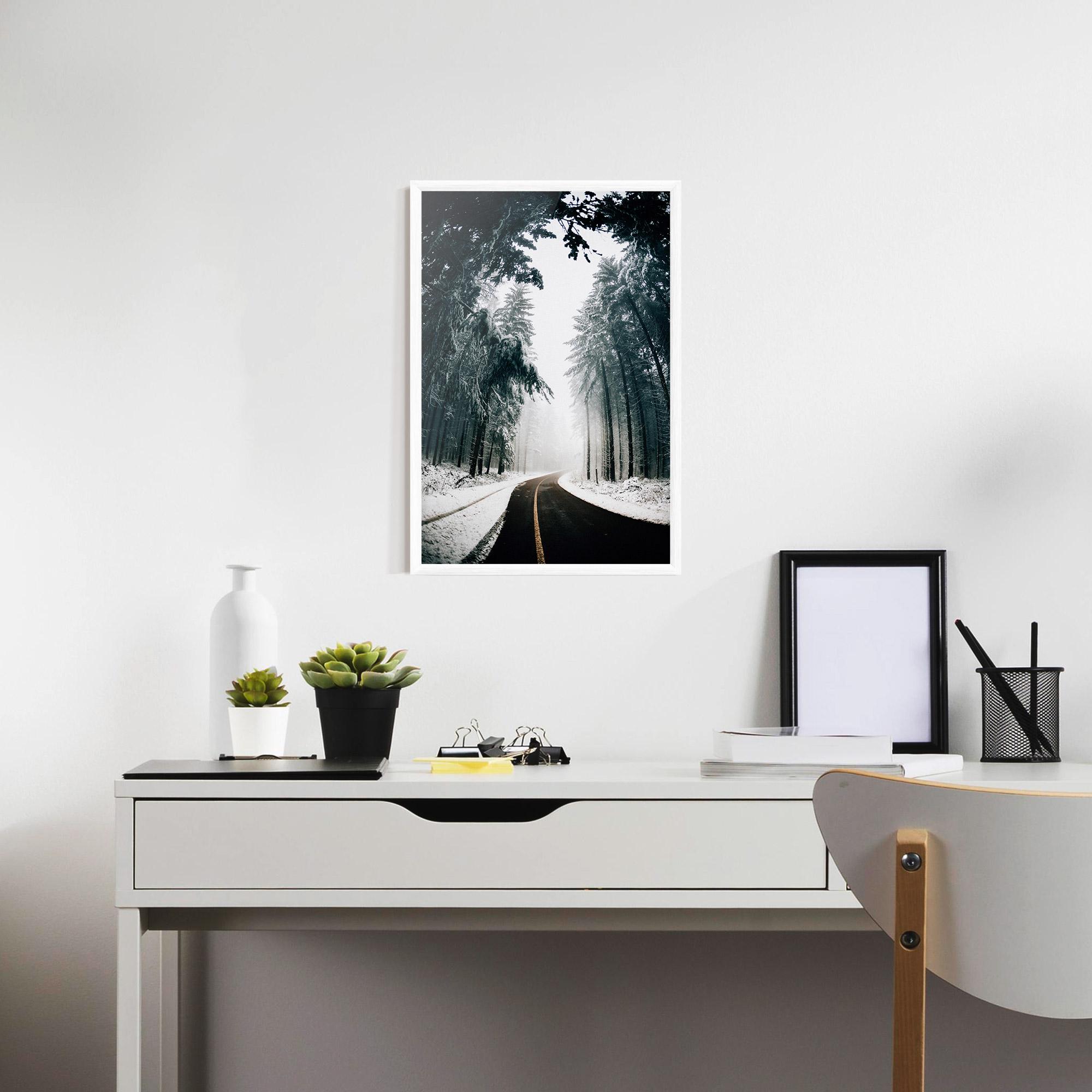 Keretezett Poszter Snow Road Dorest mockup 7