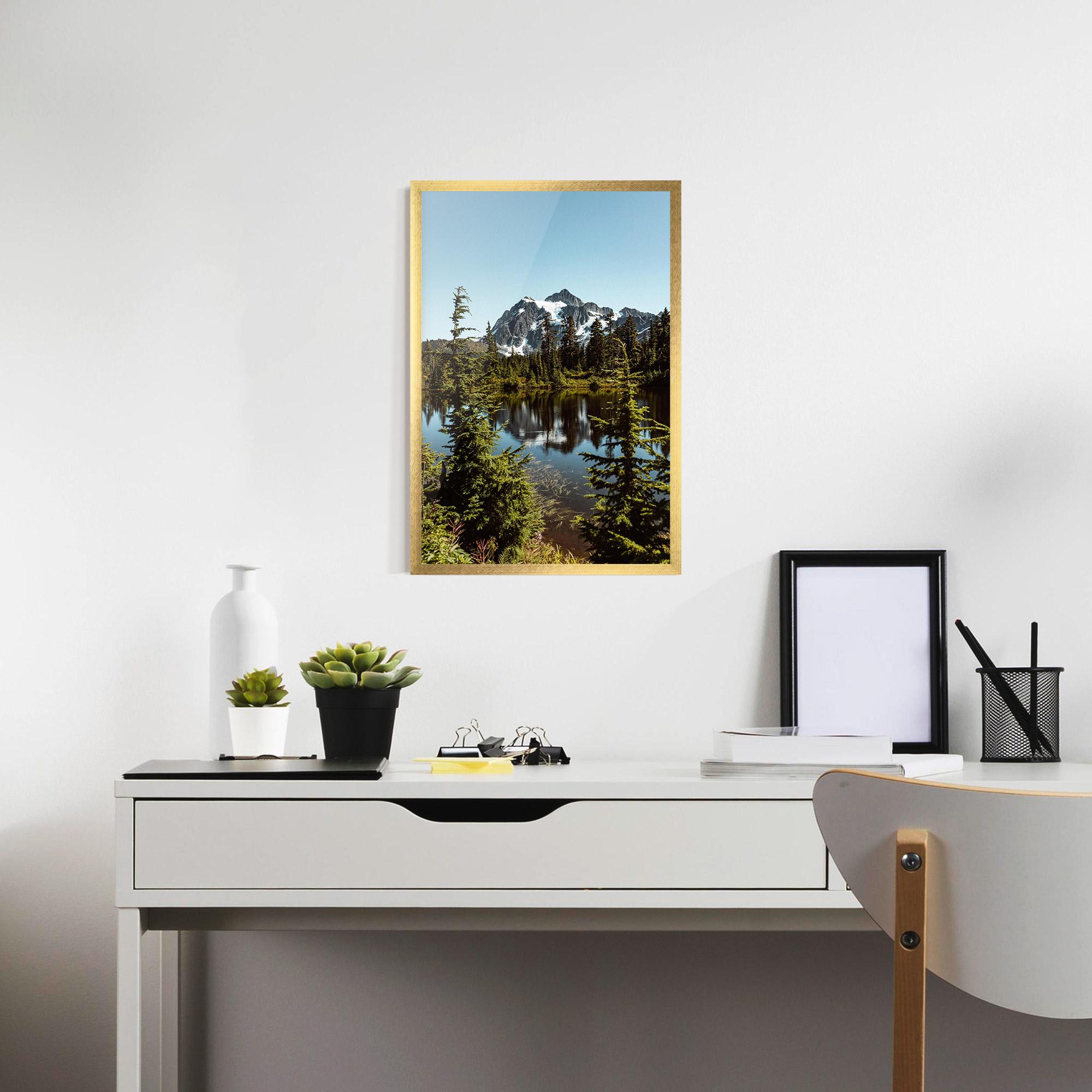 Keretezett Poszter Forest Snow Mountain mockup 7