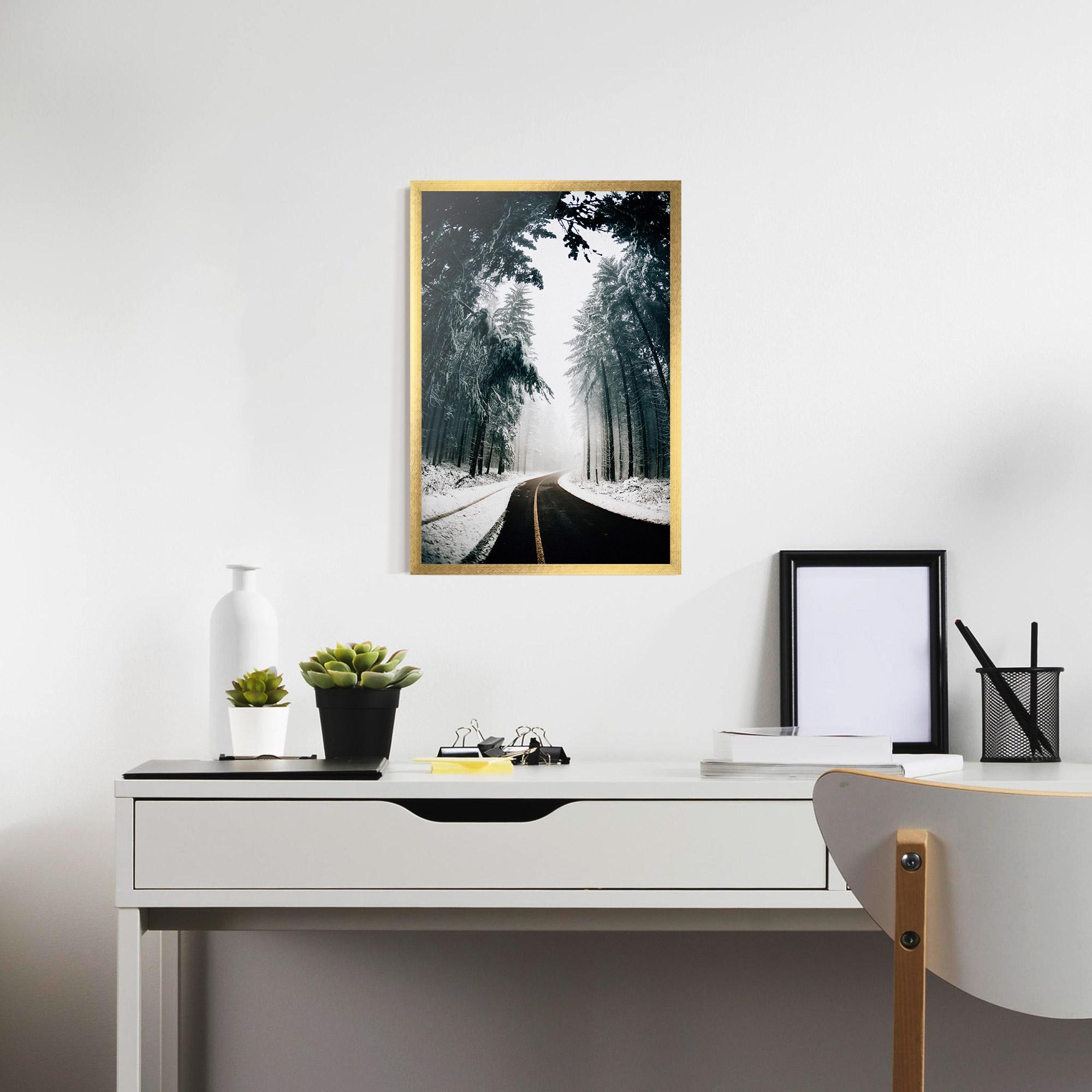 Keretezett Poszter Snow Road Dorest mockup 7