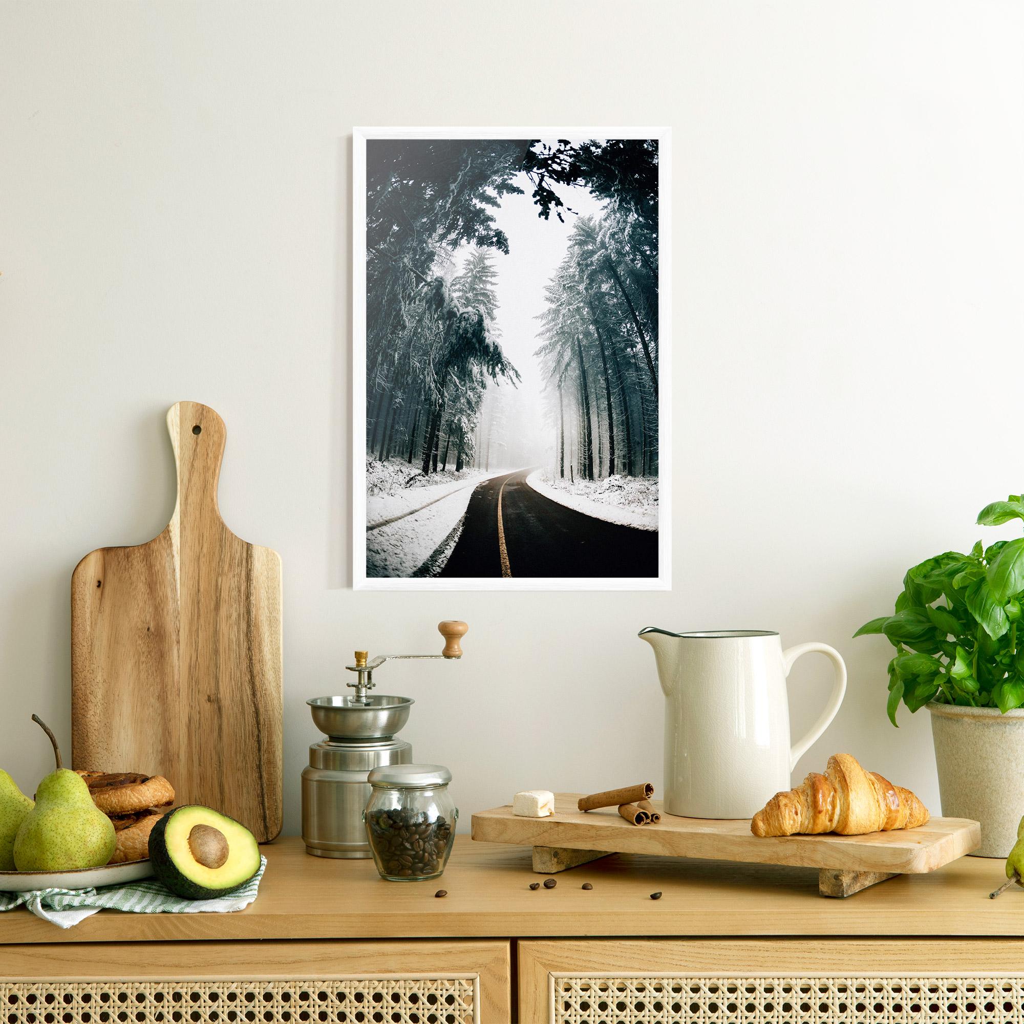 Keretezett Poszter Snow Road Dorest mockup 8