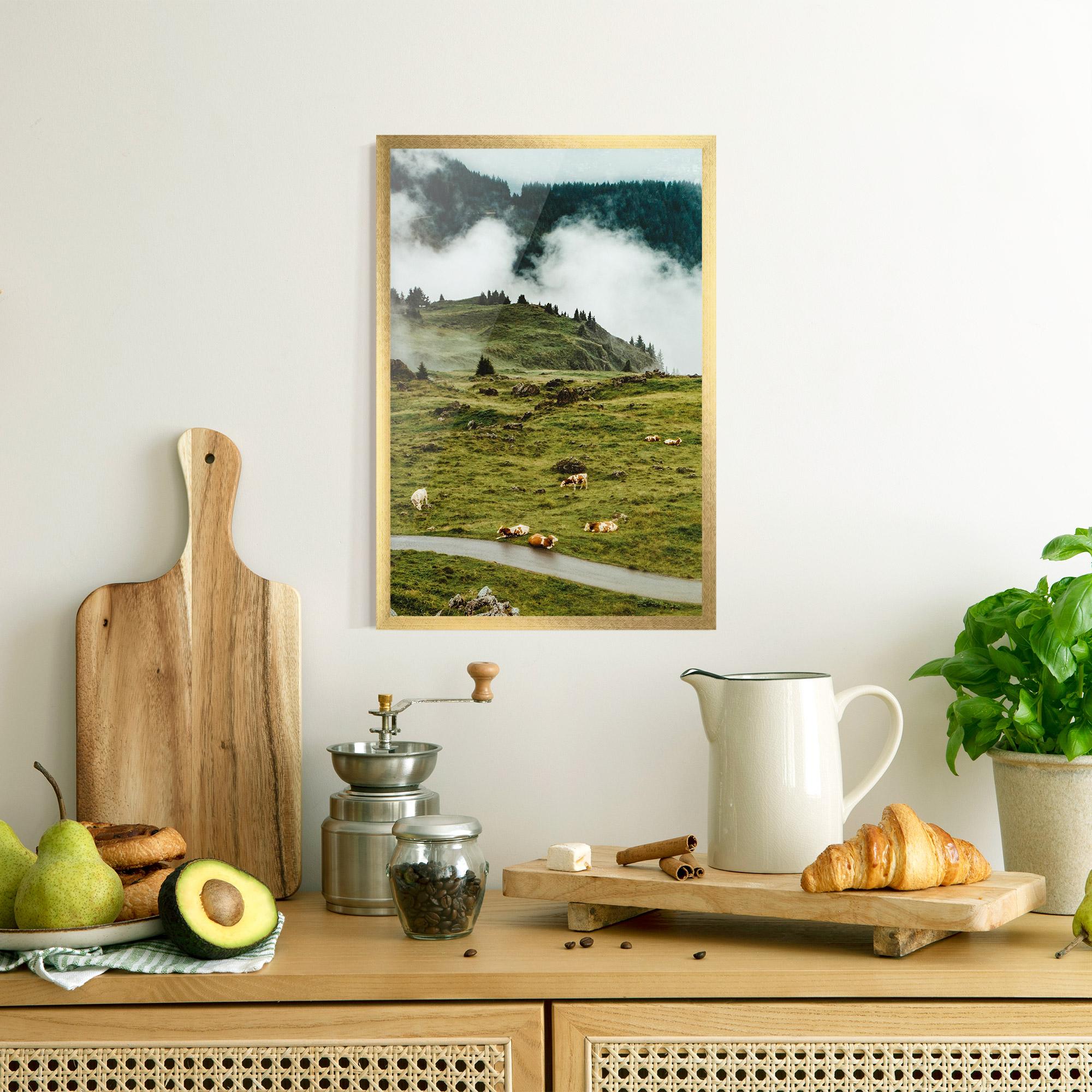 Keretezett Poszter Cow Field View mockup 8
