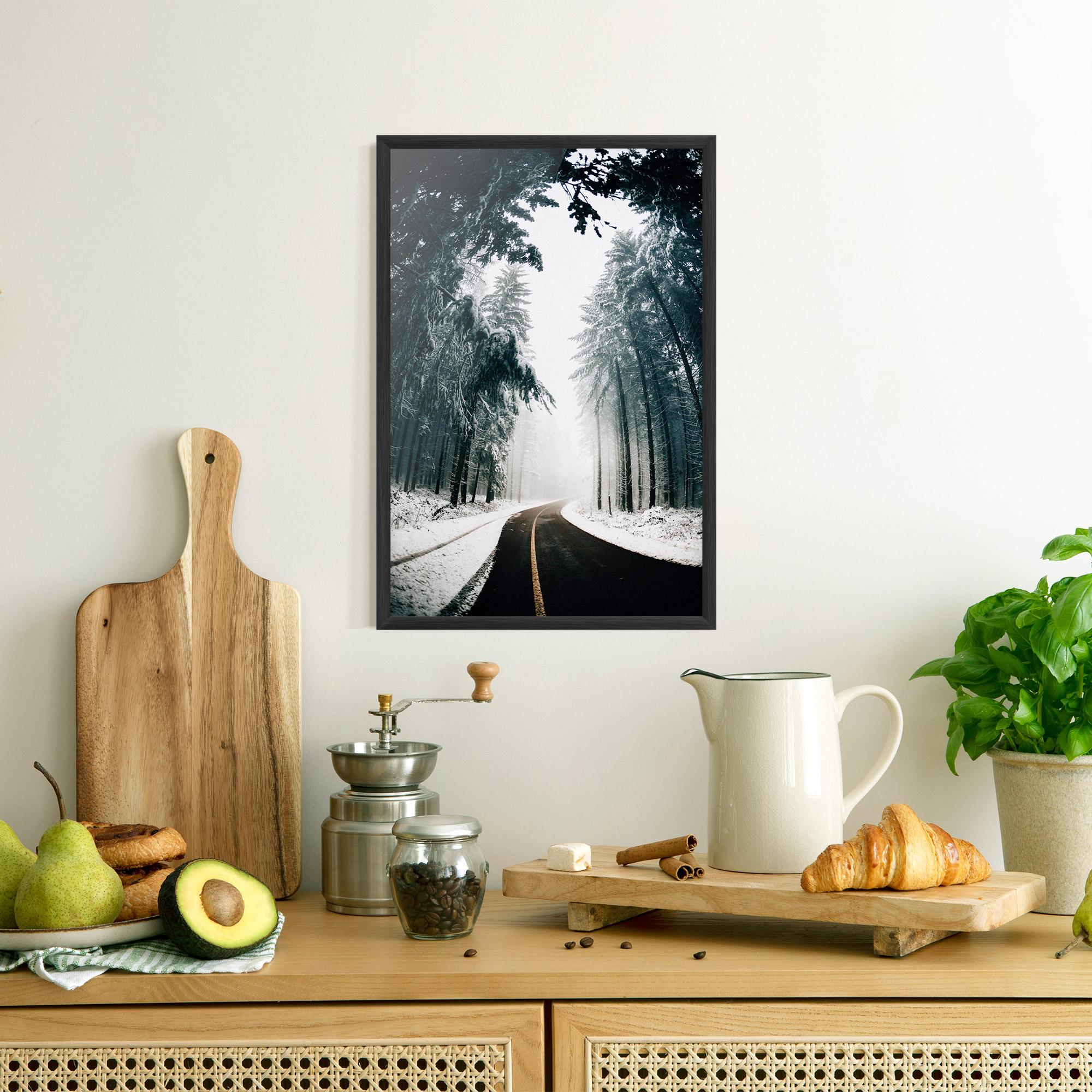 Keretezett Poszter Snow Road Dorest mockup 8