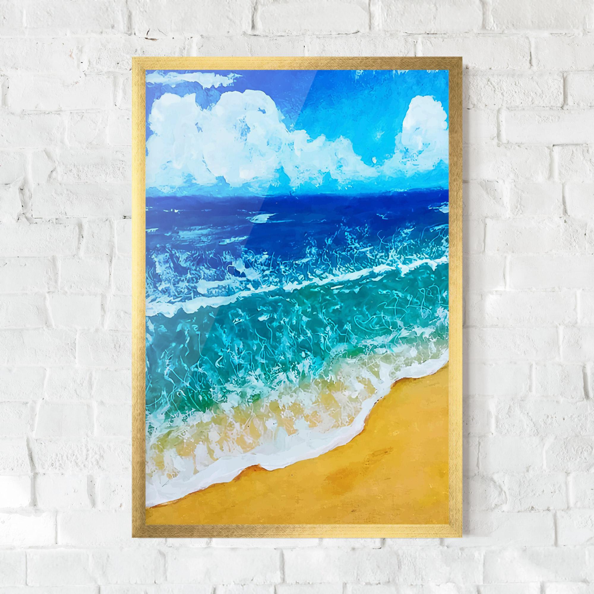 Keretezett Poszter Yellow Beach Painting mockup 0