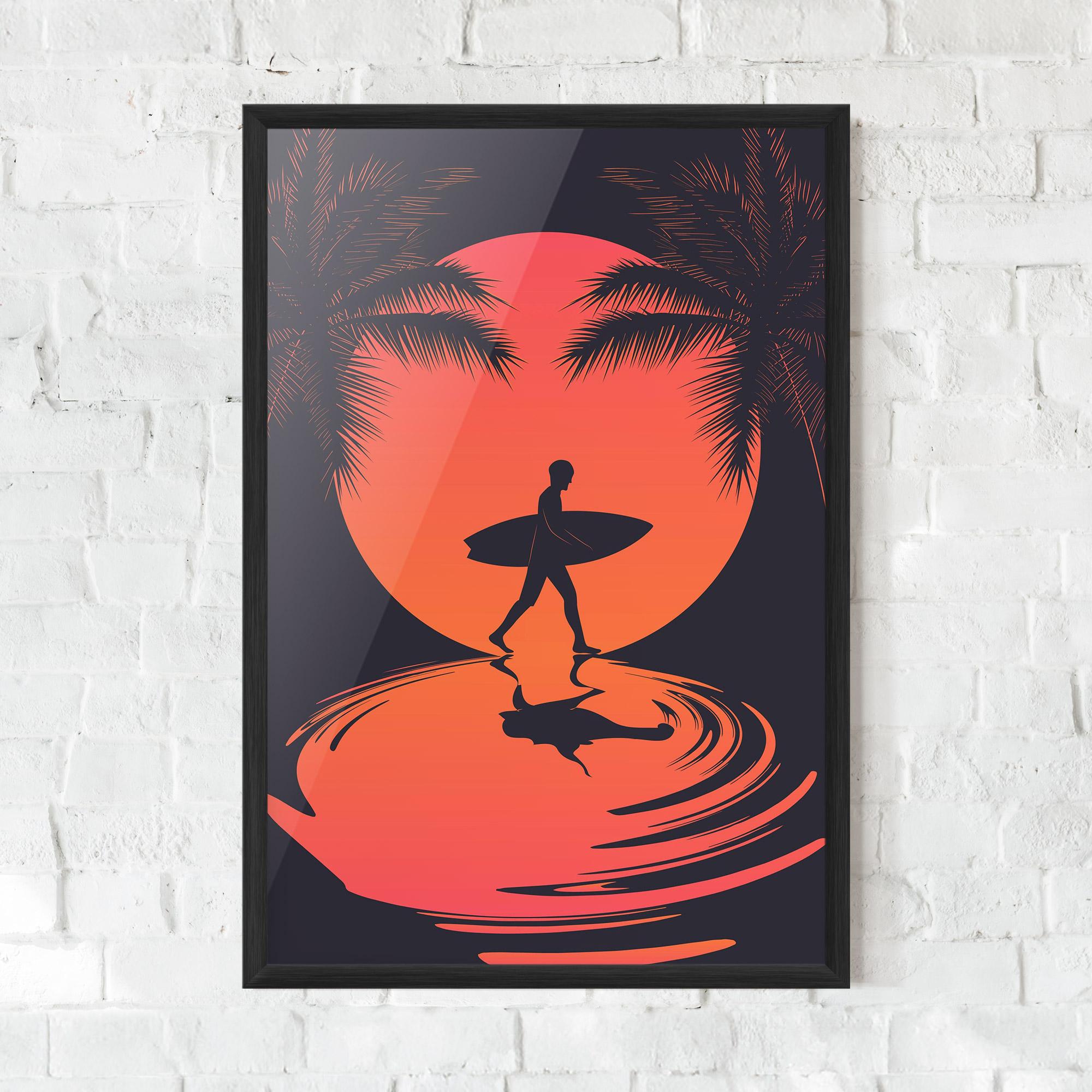 Keretezett Poszter Orange Surfer Art mockup 0