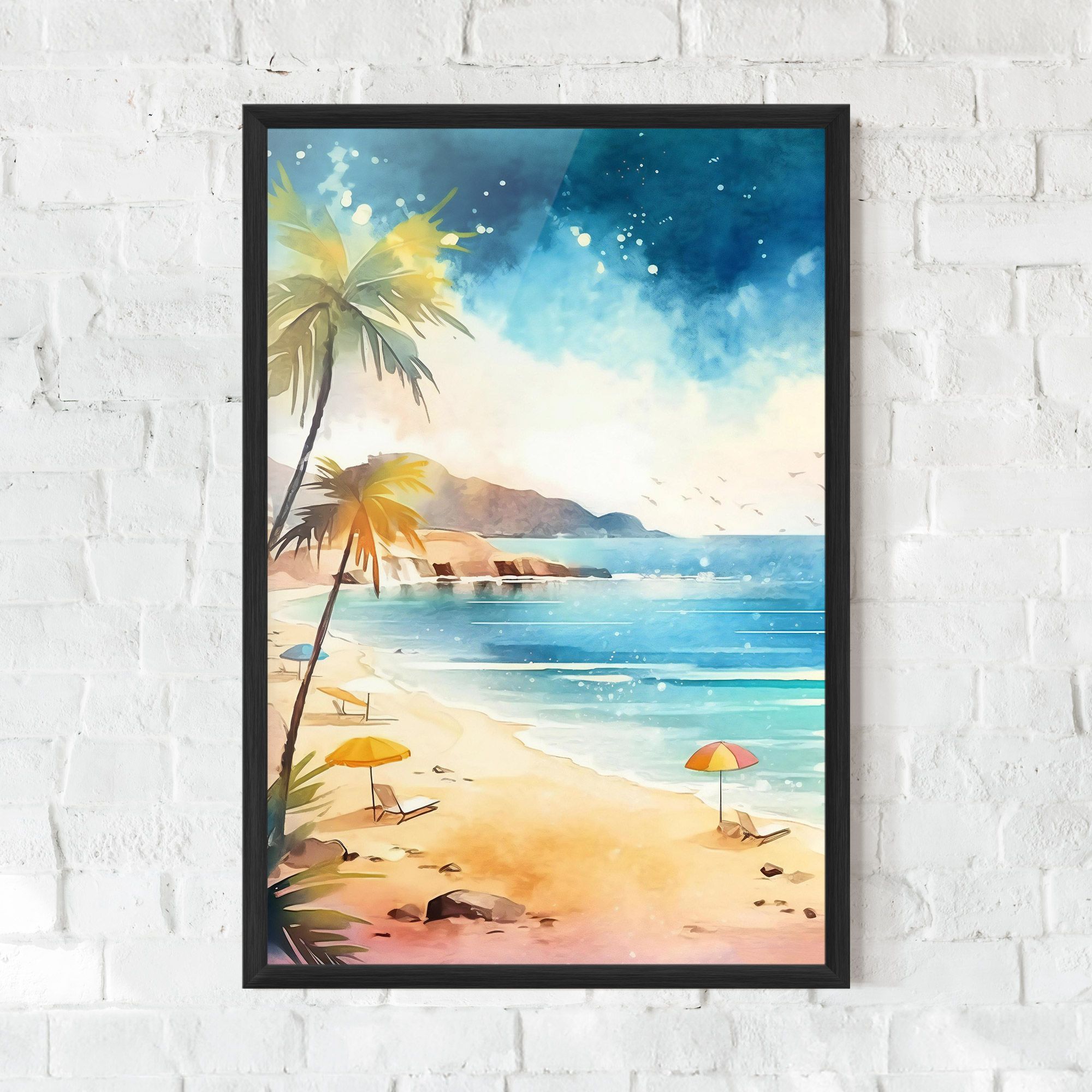 Umbrellas Beach Art mockup 0