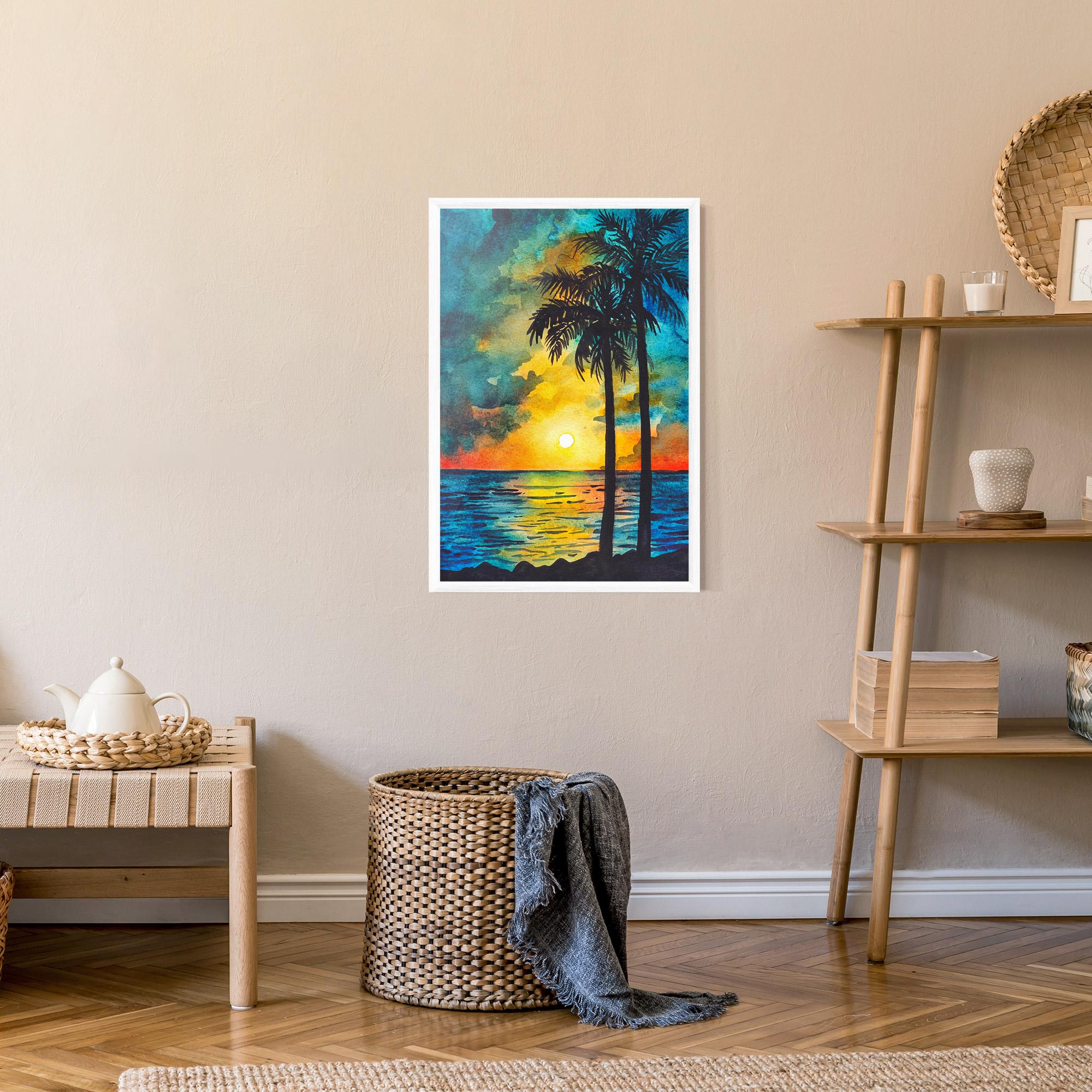 Keretezett Poszter Sunset Watercolor Tree mockup 9