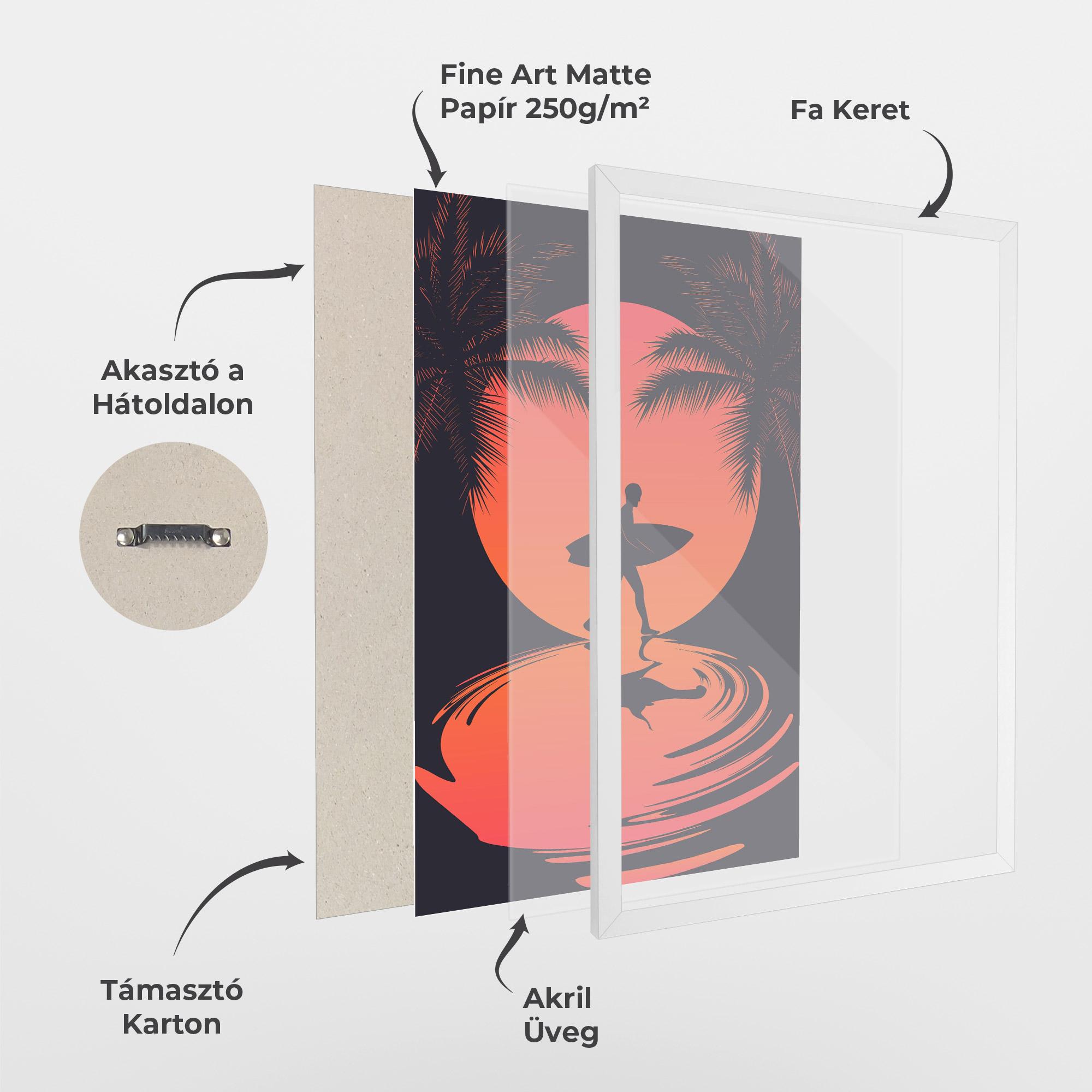 Keretezett Poszter Orange Surfer Art mockup 1