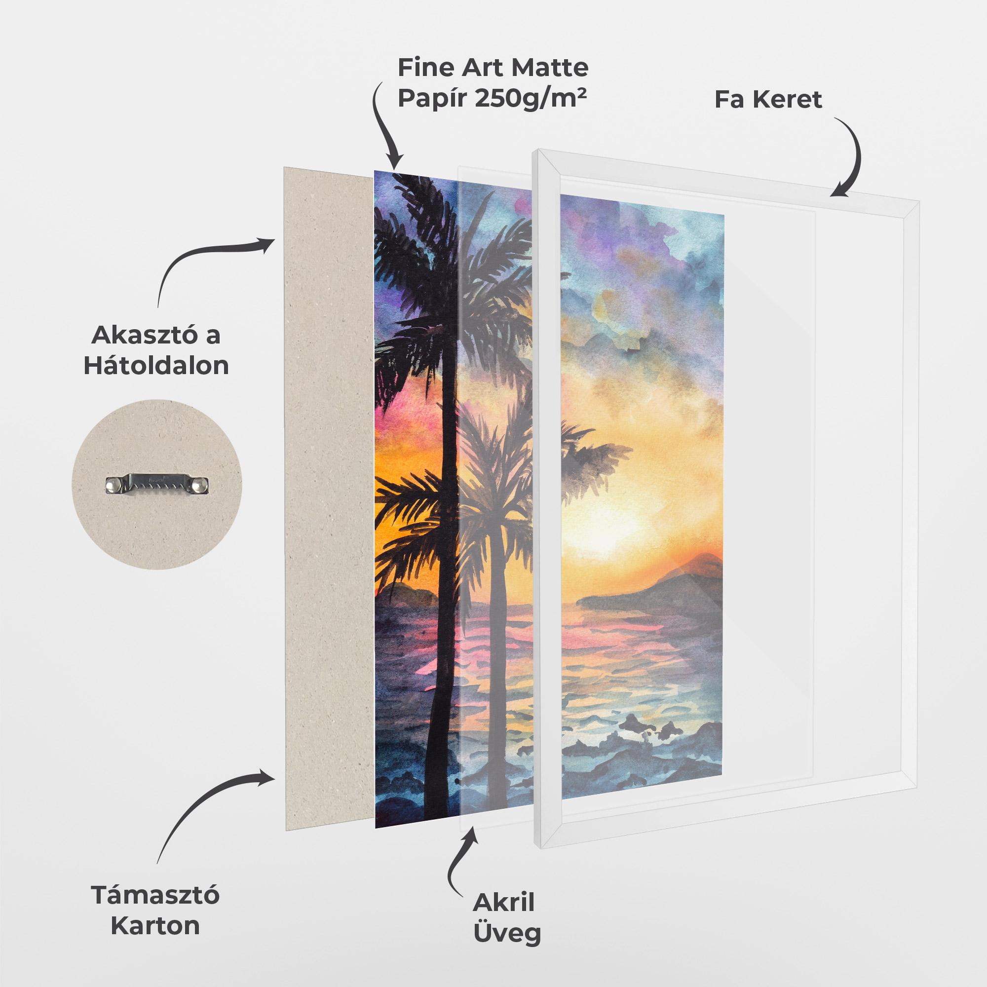 Keretezett Poszter Sunset Tree Beach mockup 1