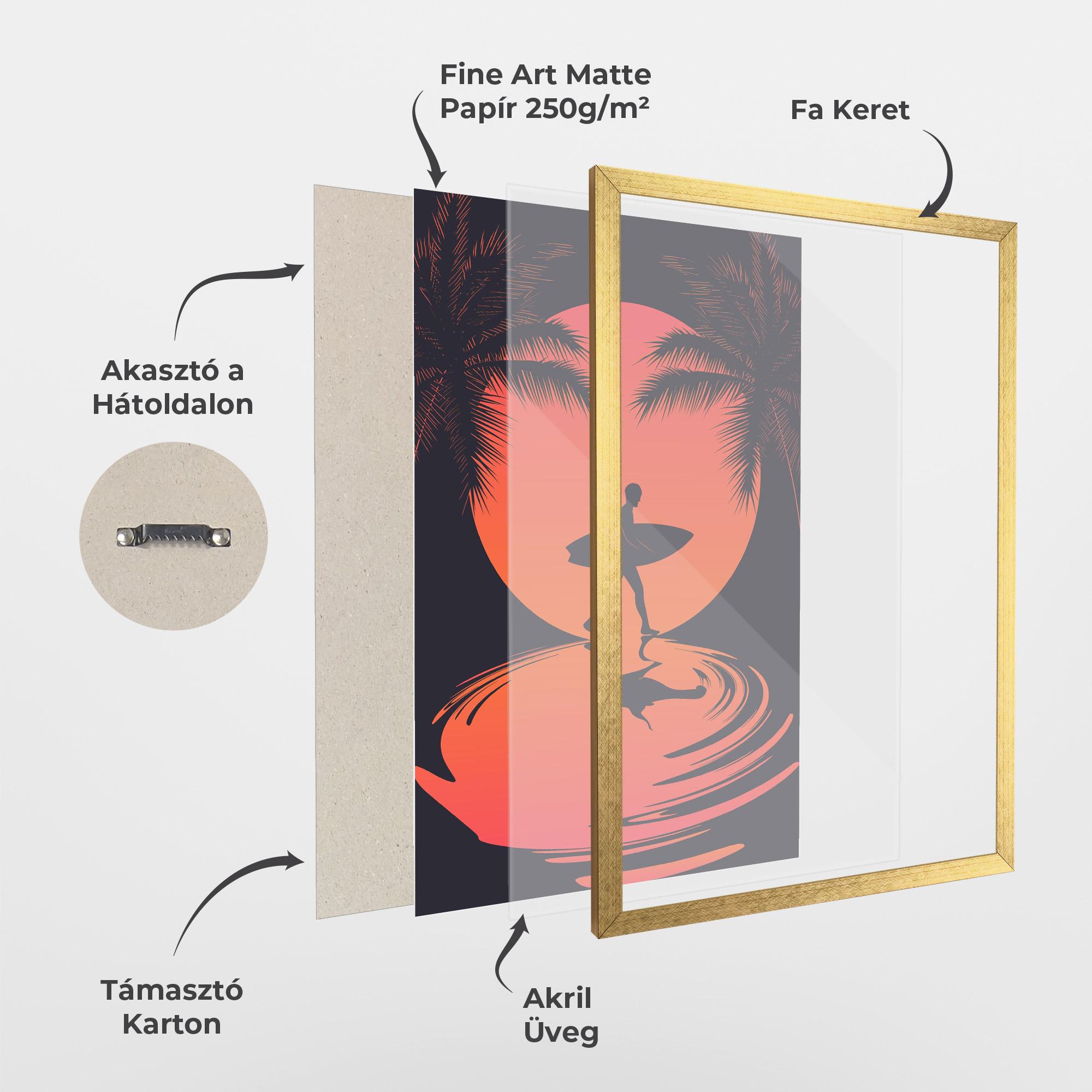 Keretezett Poszter Orange Surfer Art mockup 1