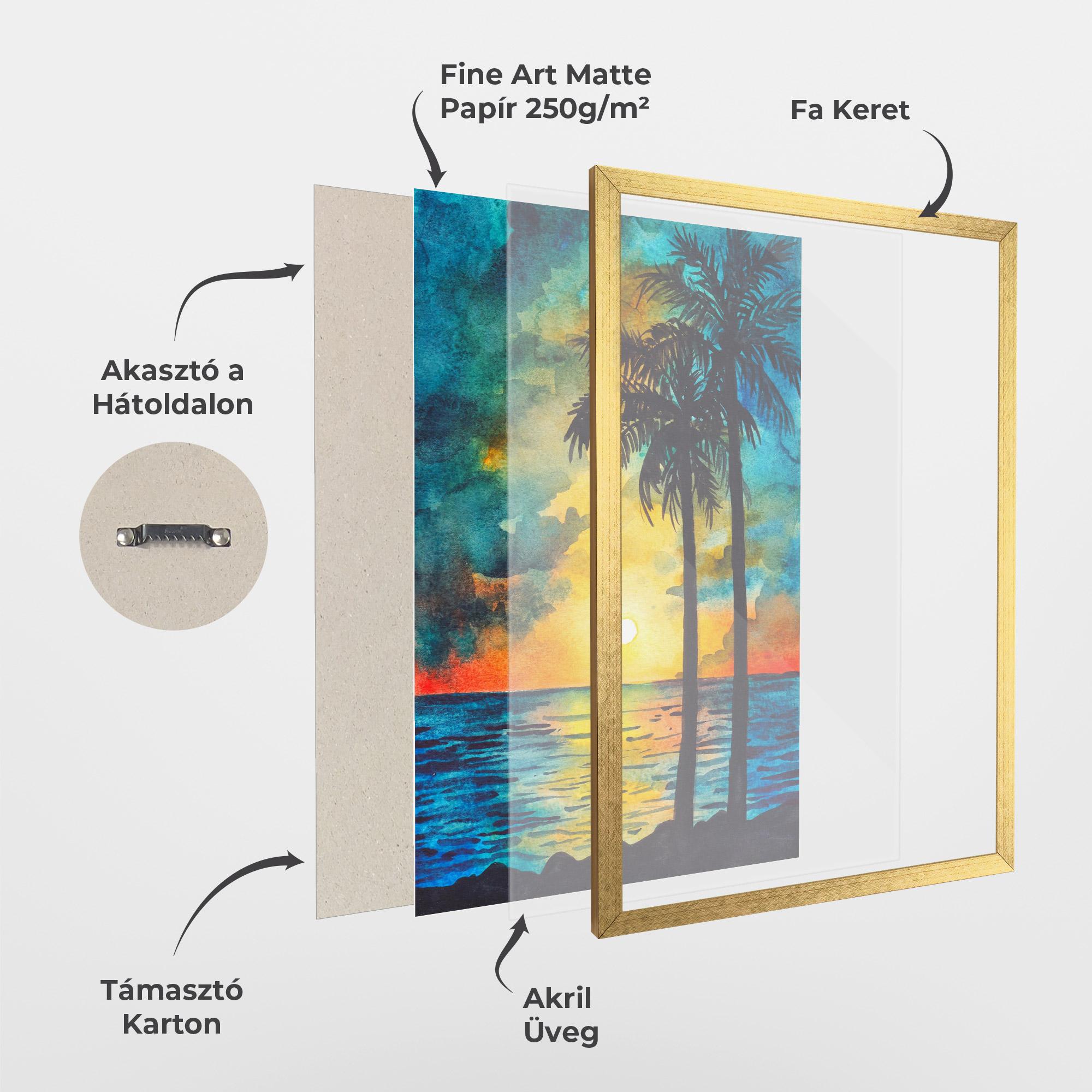 Keretezett Poszter Sunset Watercolor Tree mockup 1