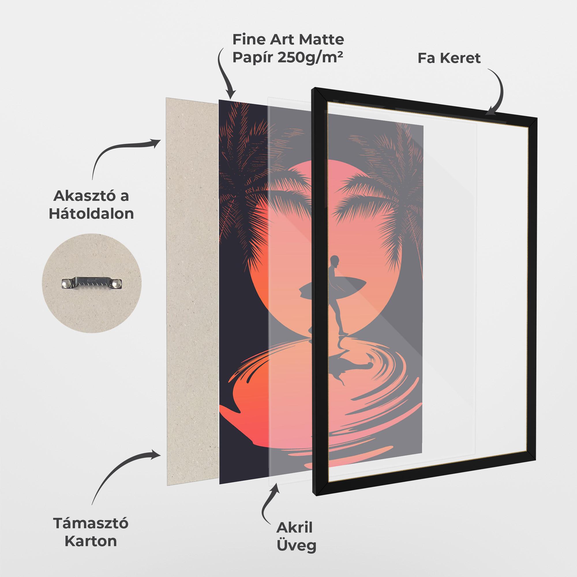 Keretezett Poszter Orange Surfer Art mockup 1