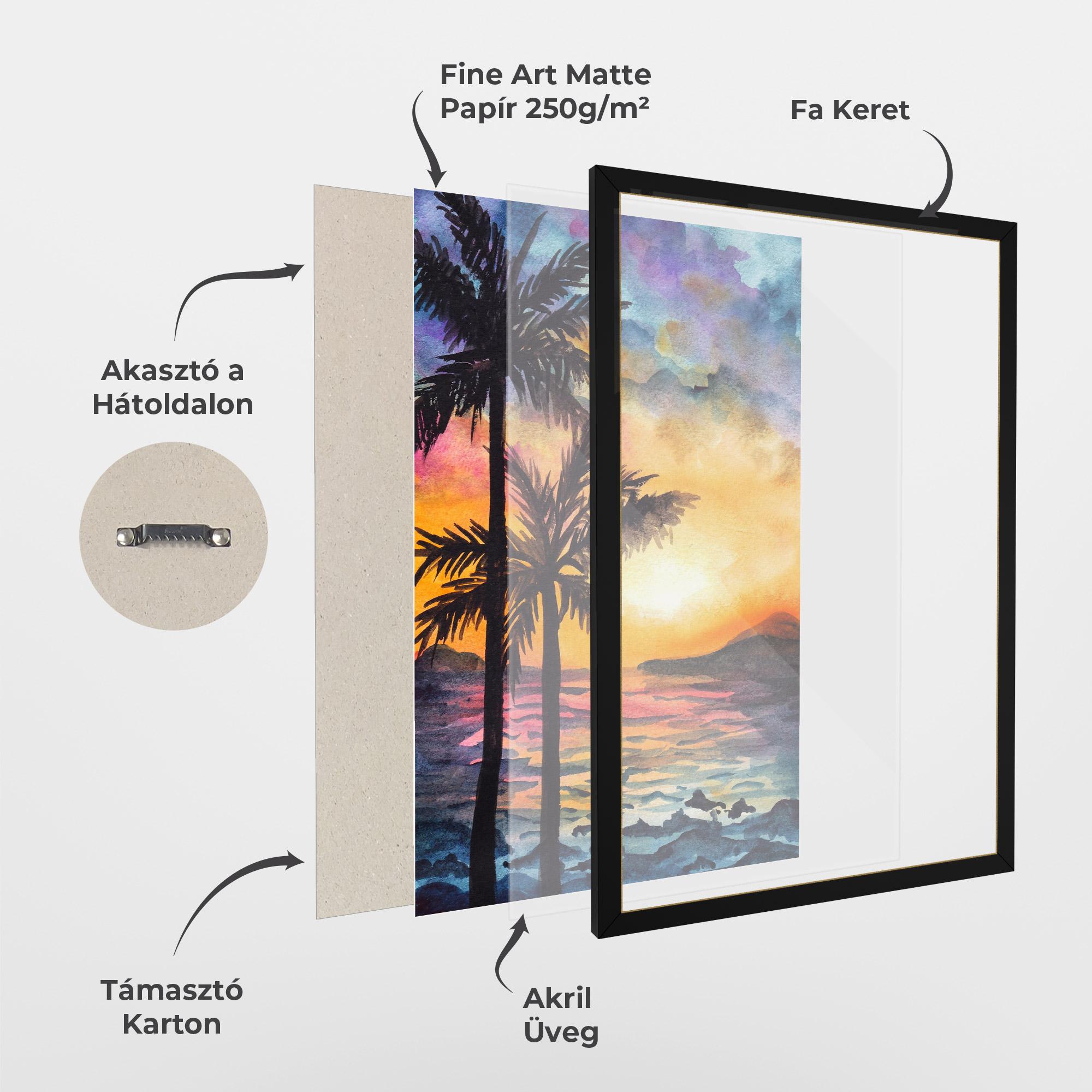 Keretezett Poszter Sunset Tree Beach mockup 1