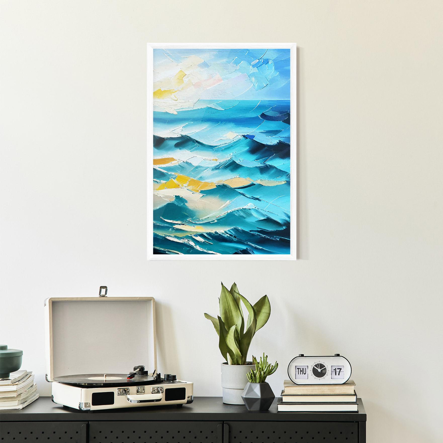 Keretezett Poszter Blue Ocean Painting mockup 2
