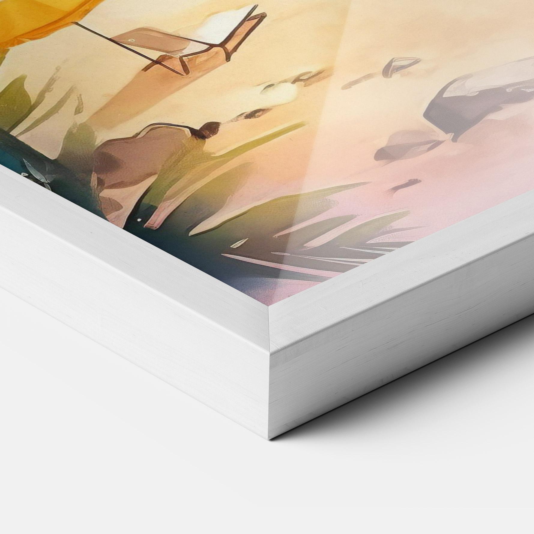 Keretezett Poszter Umbrellas Beach Art mockup 3