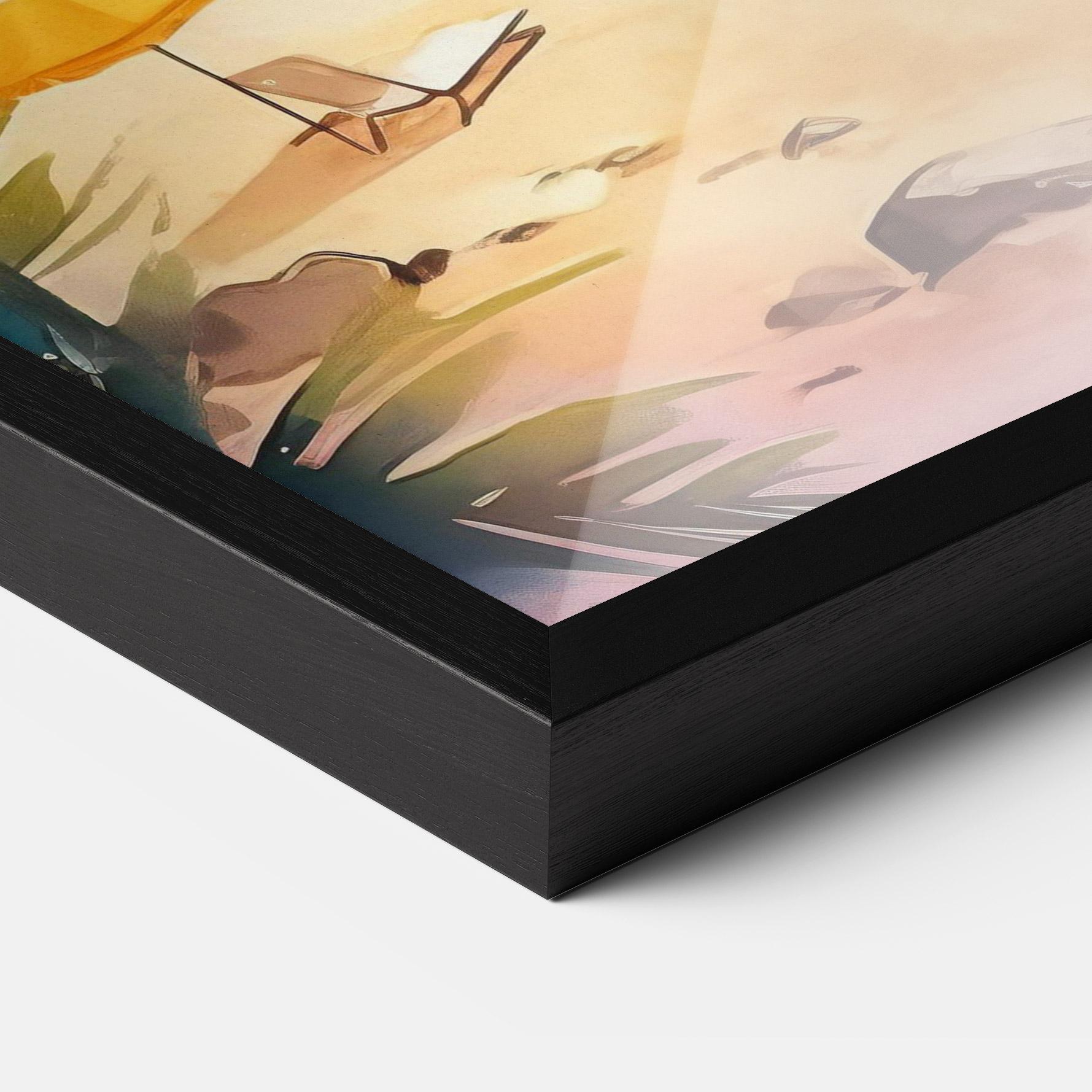 Keretezett Poszter Umbrellas Beach Art mockup 3