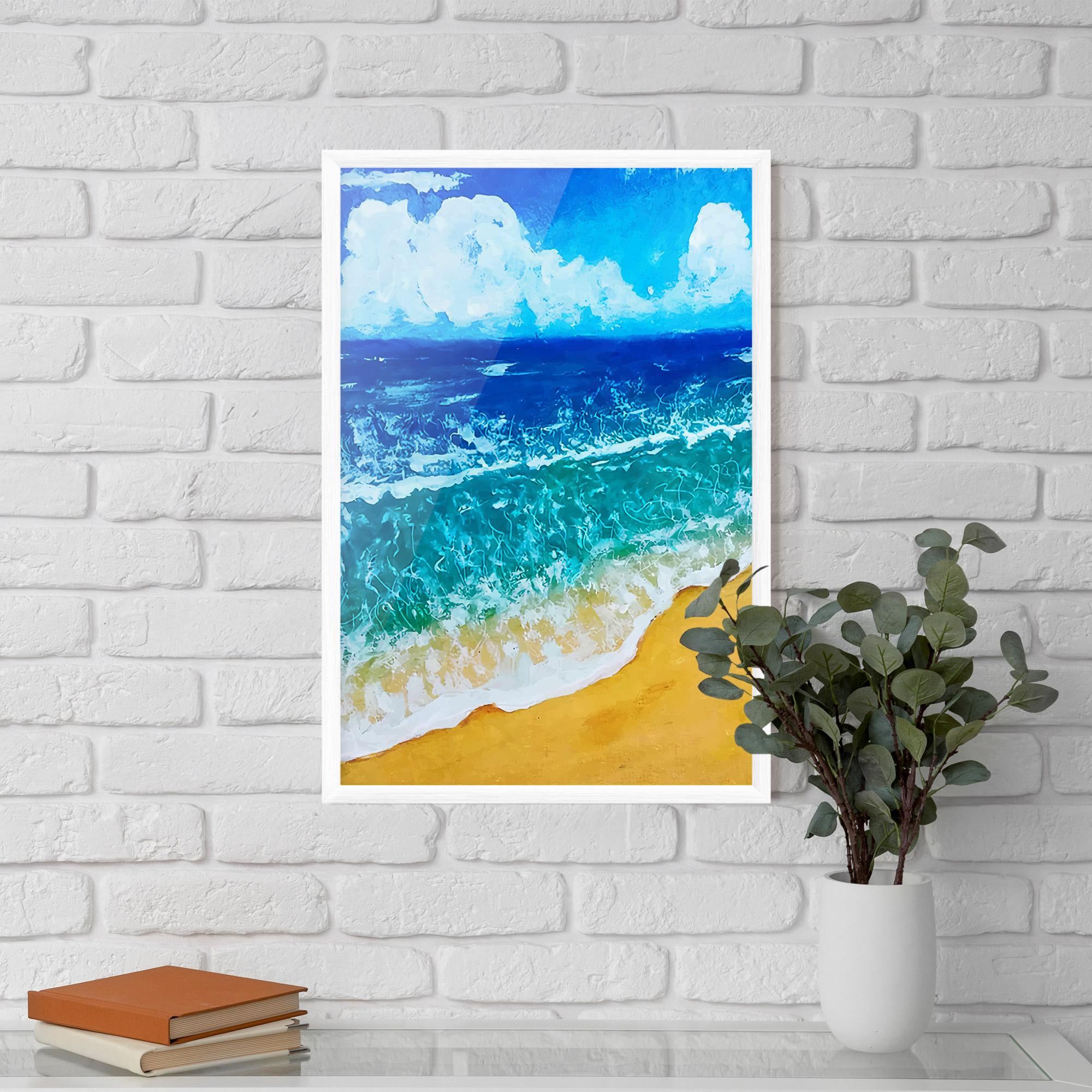 Keretezett Poszter Yellow Beach Painting mockup 5
