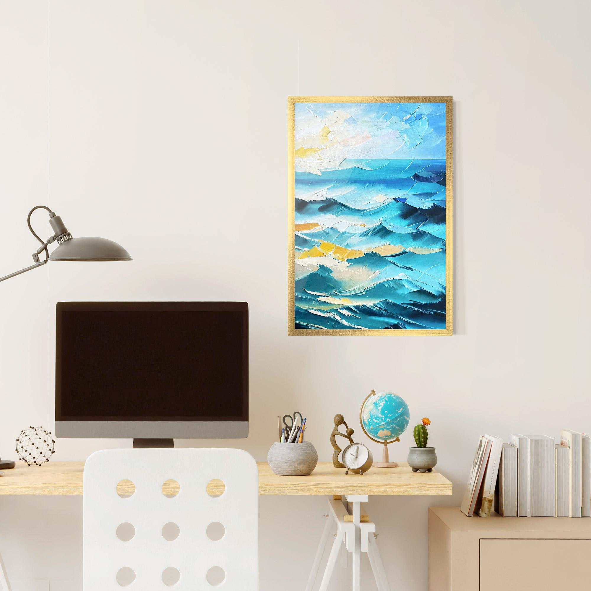 Keretezett Poszter Blue Ocean Painting mockup 6