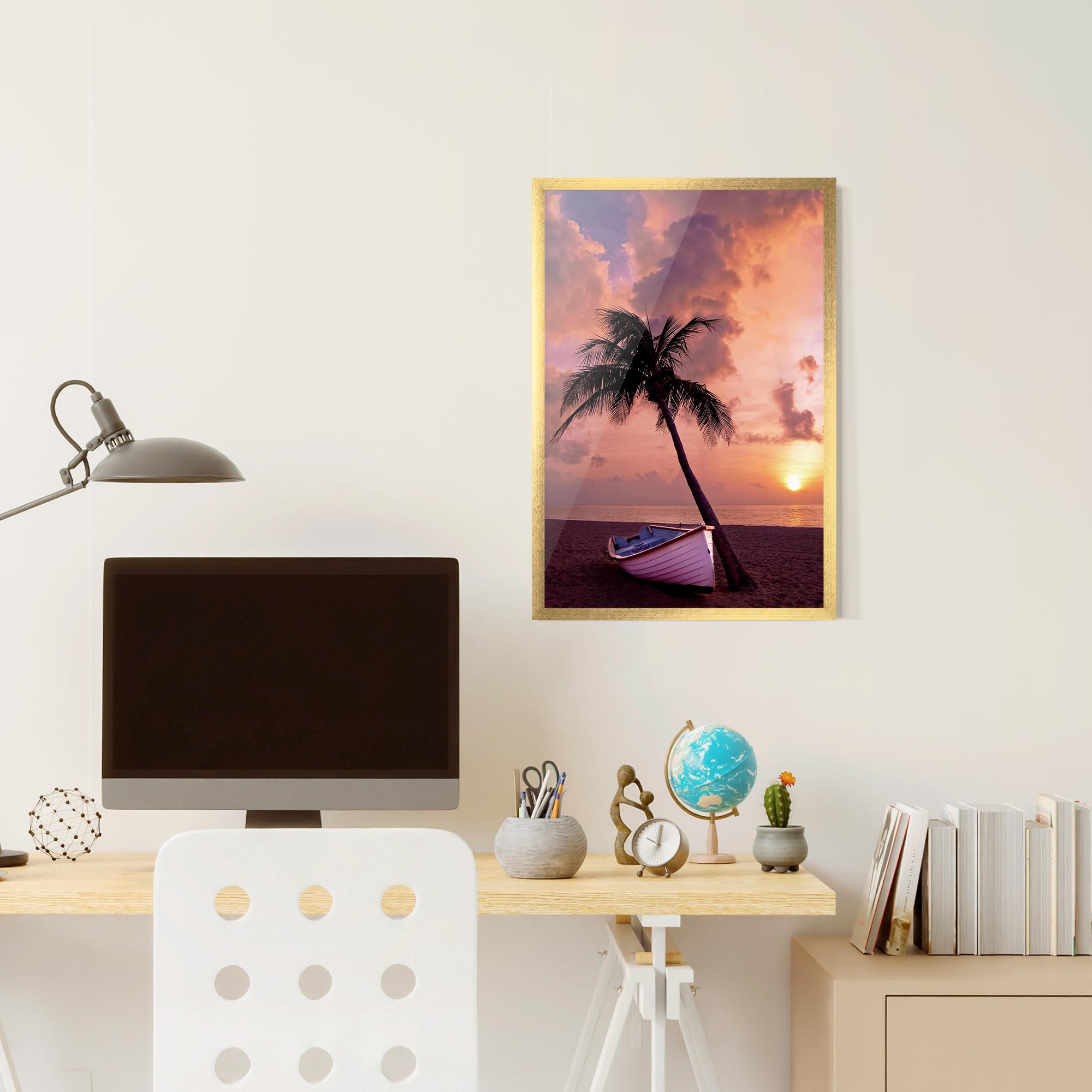 Keretezett Poszter Boat Purple Sunset mockup 6