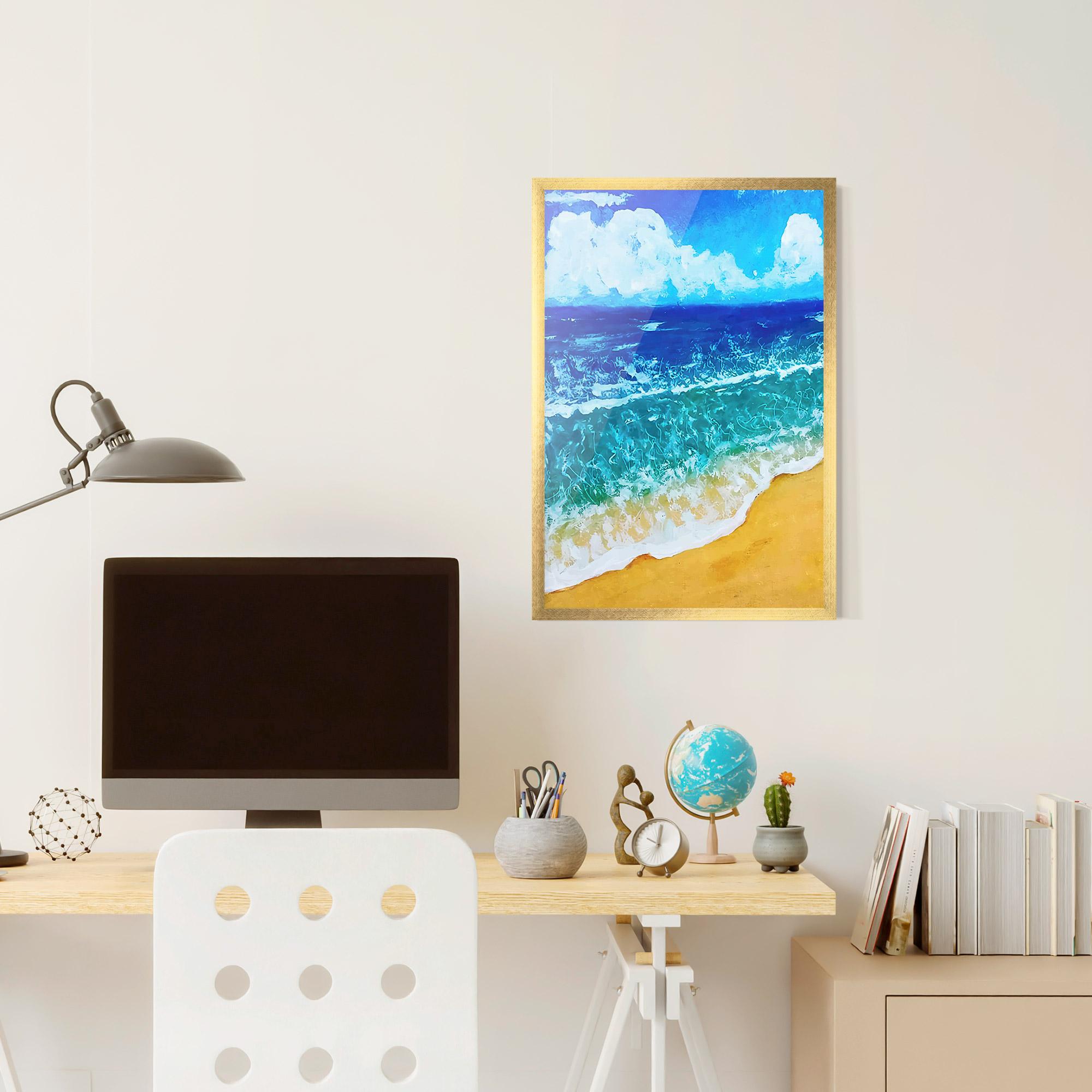 Keretezett Poszter Yellow Beach Painting mockup 6