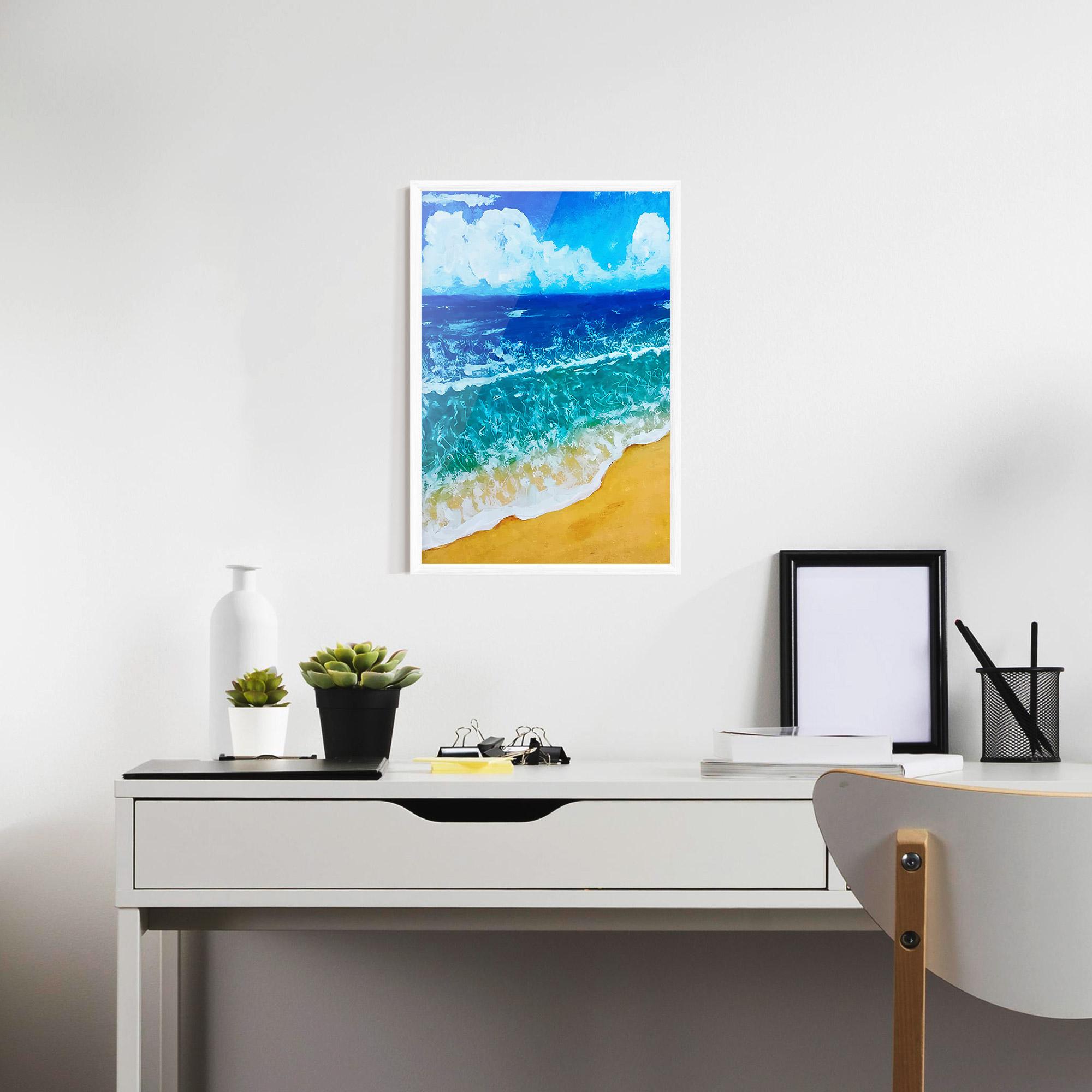 Keretezett Poszter Yellow Beach Painting mockup 7