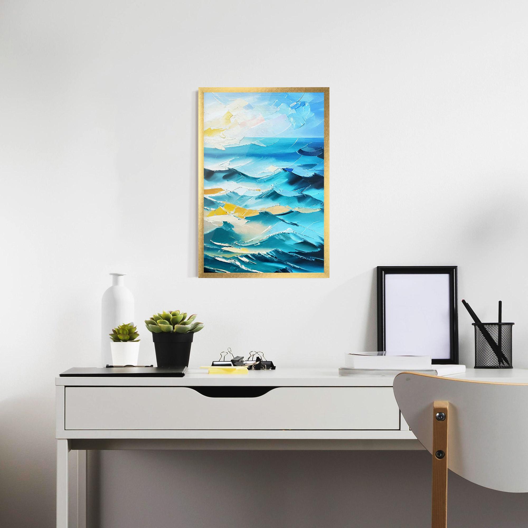 Keretezett Poszter Blue Ocean Painting mockup 7