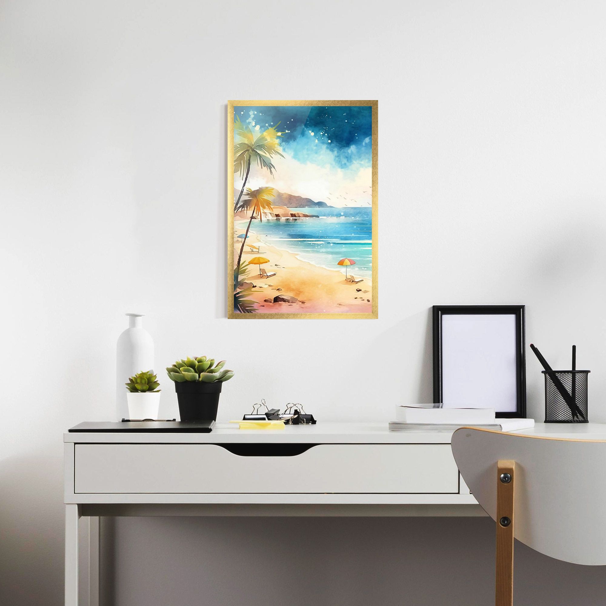 Umbrellas Beach Art mockup 7