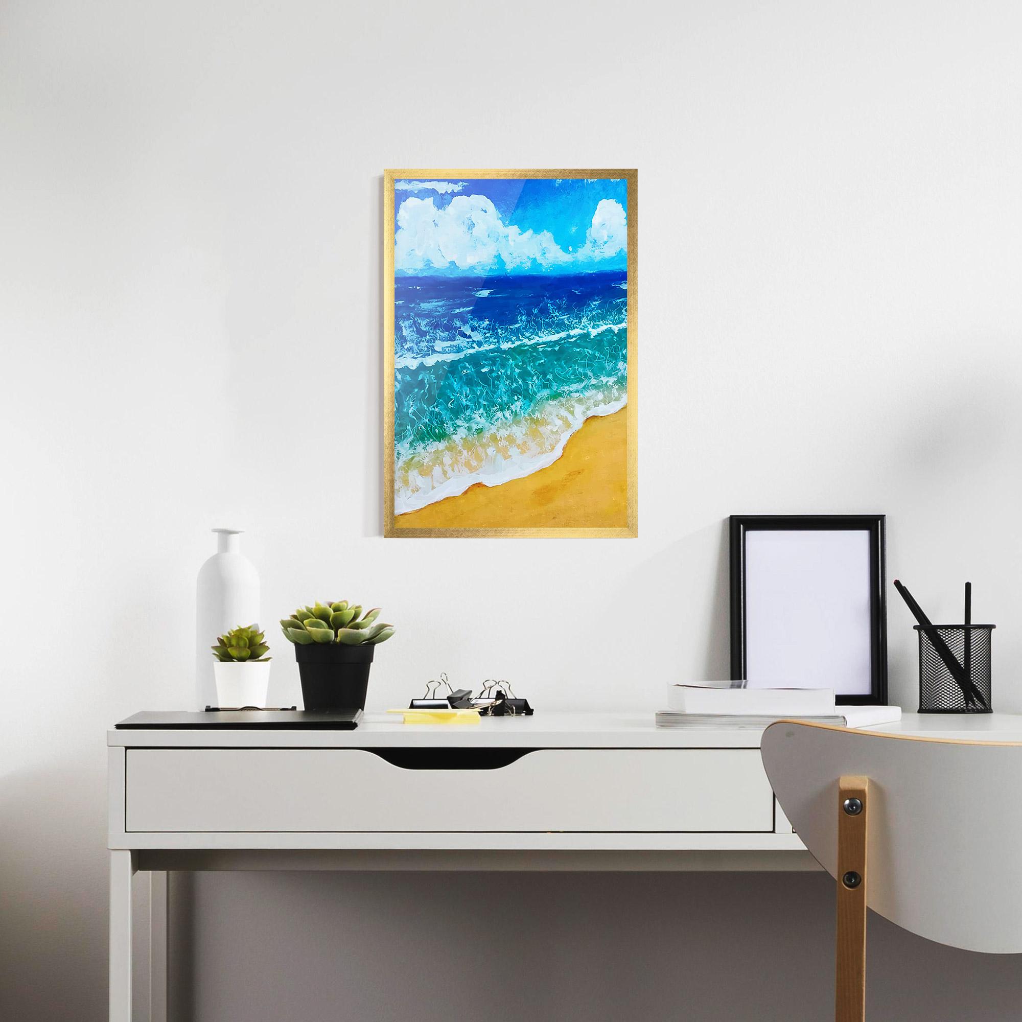 Keretezett Poszter Yellow Beach Painting mockup 7