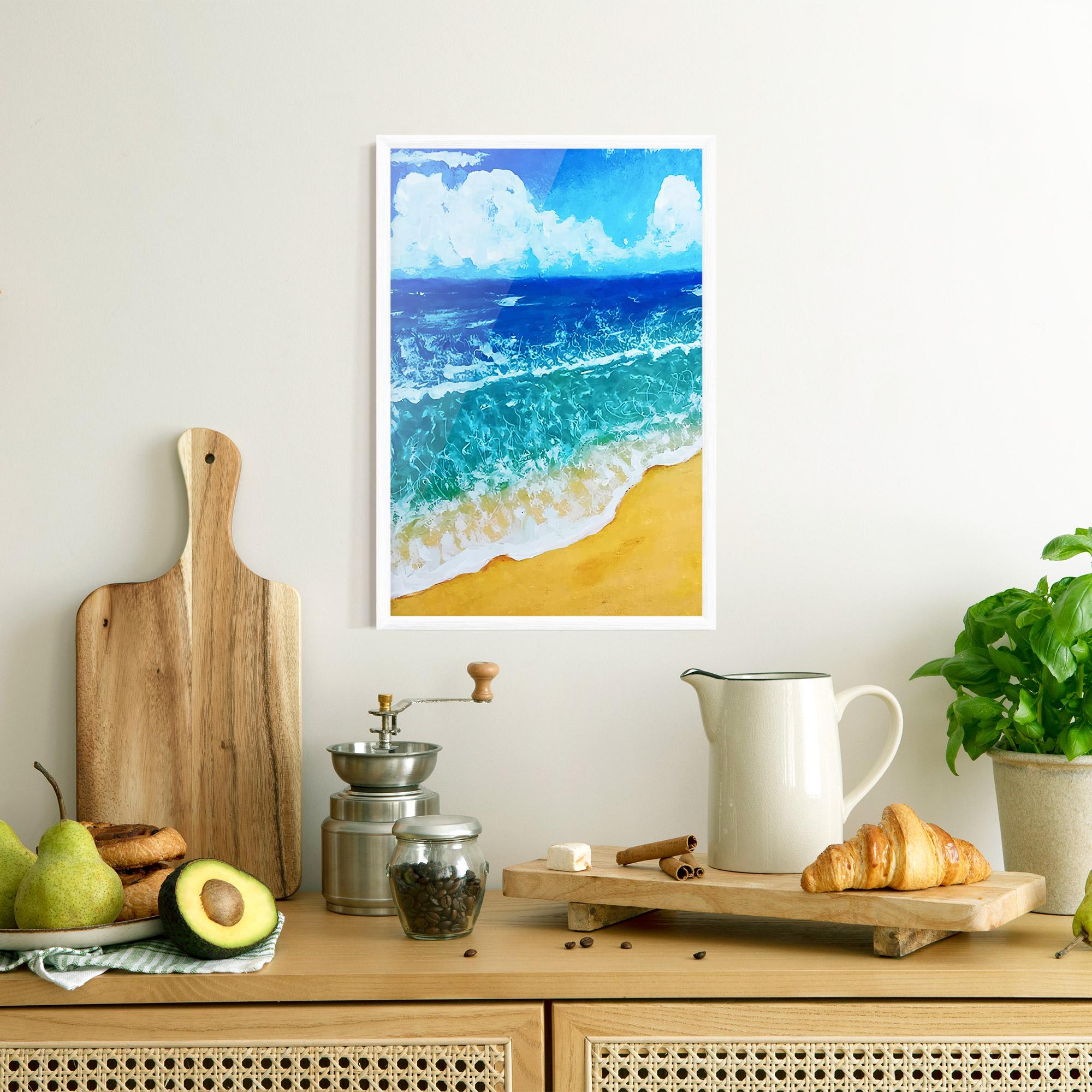 Keretezett Poszter Yellow Beach Painting mockup 8