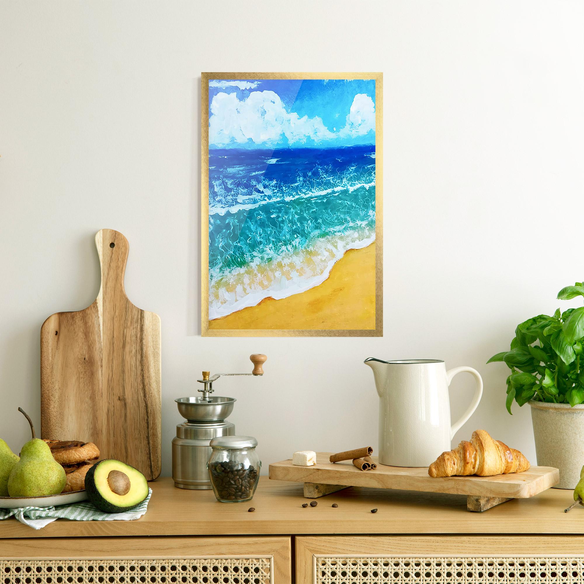 Keretezett Poszter Yellow Beach Painting mockup 8