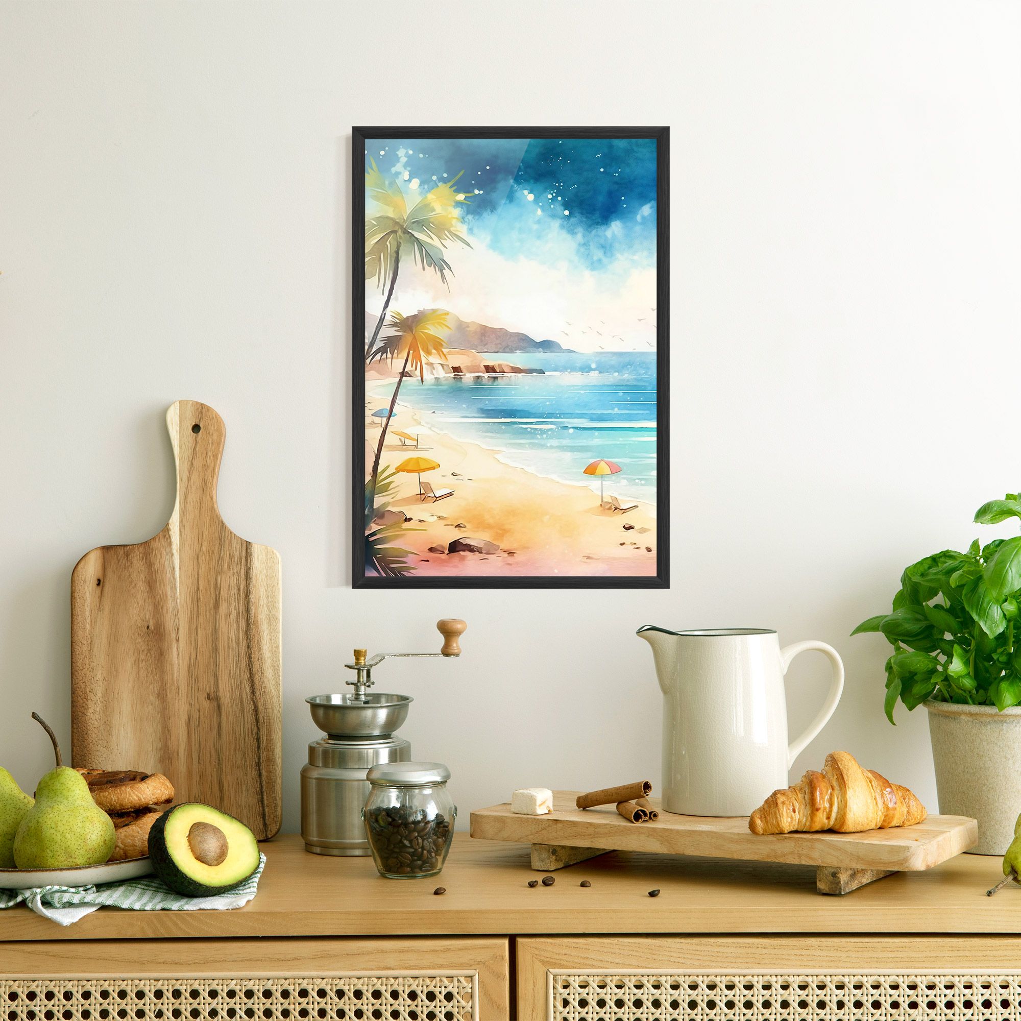 Umbrellas Beach Art mockup 8