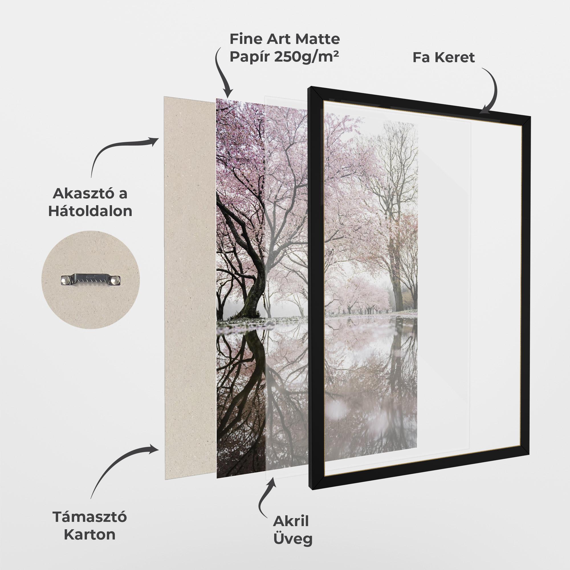 Keretezett Poszter Pretty Pink Spring Tree mockup 1