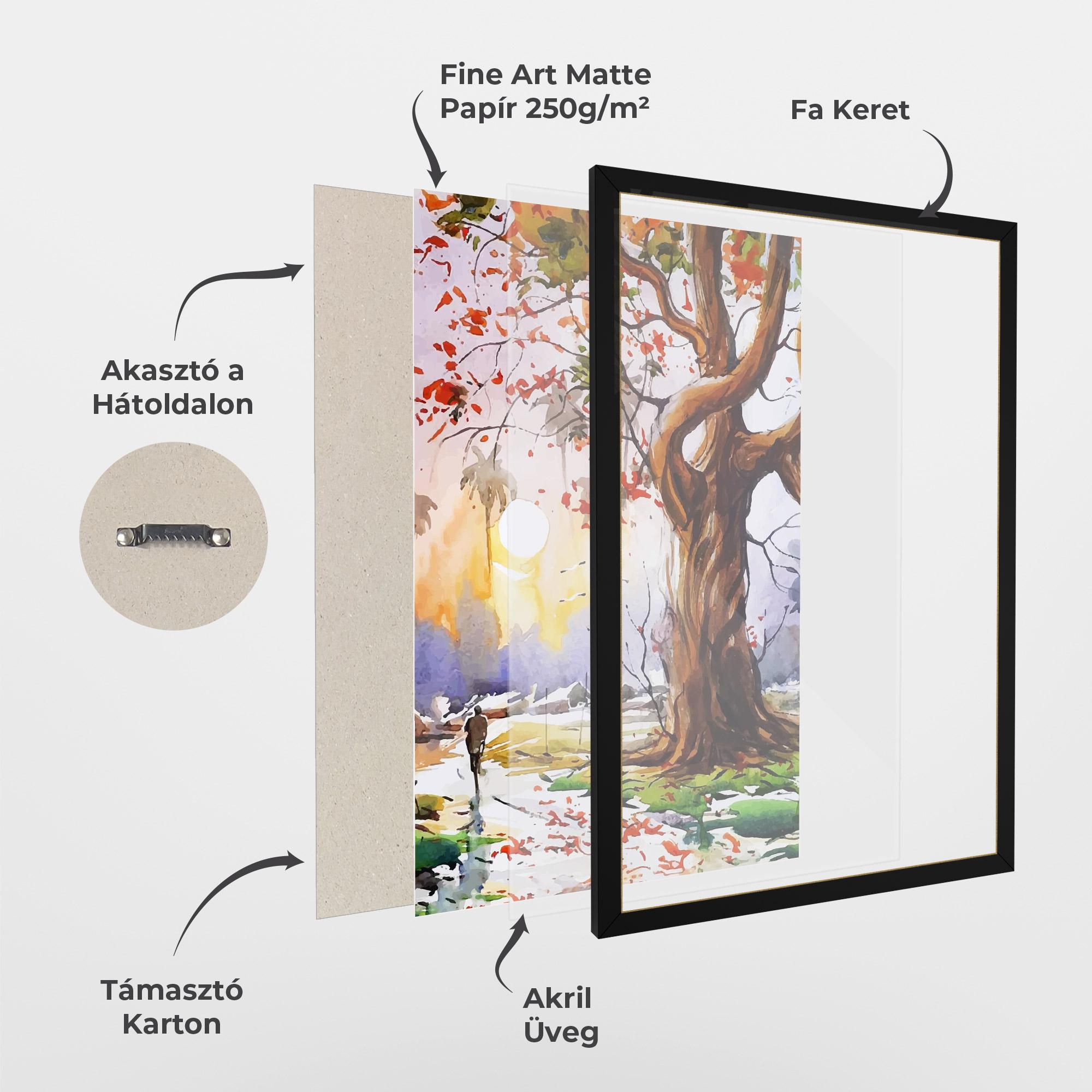 Keretezett Poszter Watercolor Spring Tree mockup 1