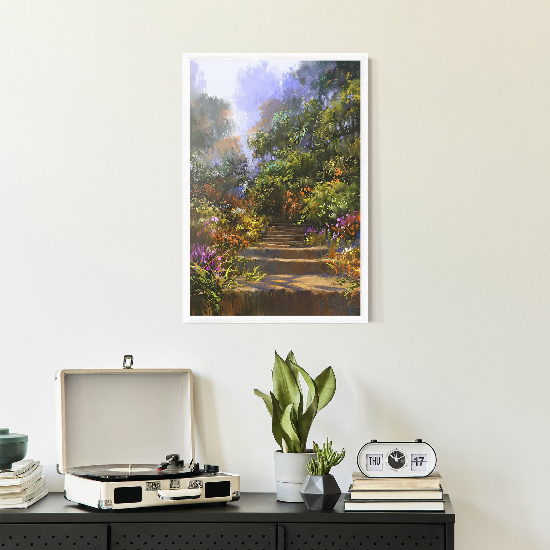 Keretezett Poszter Spring Staircase Painting mockup 2