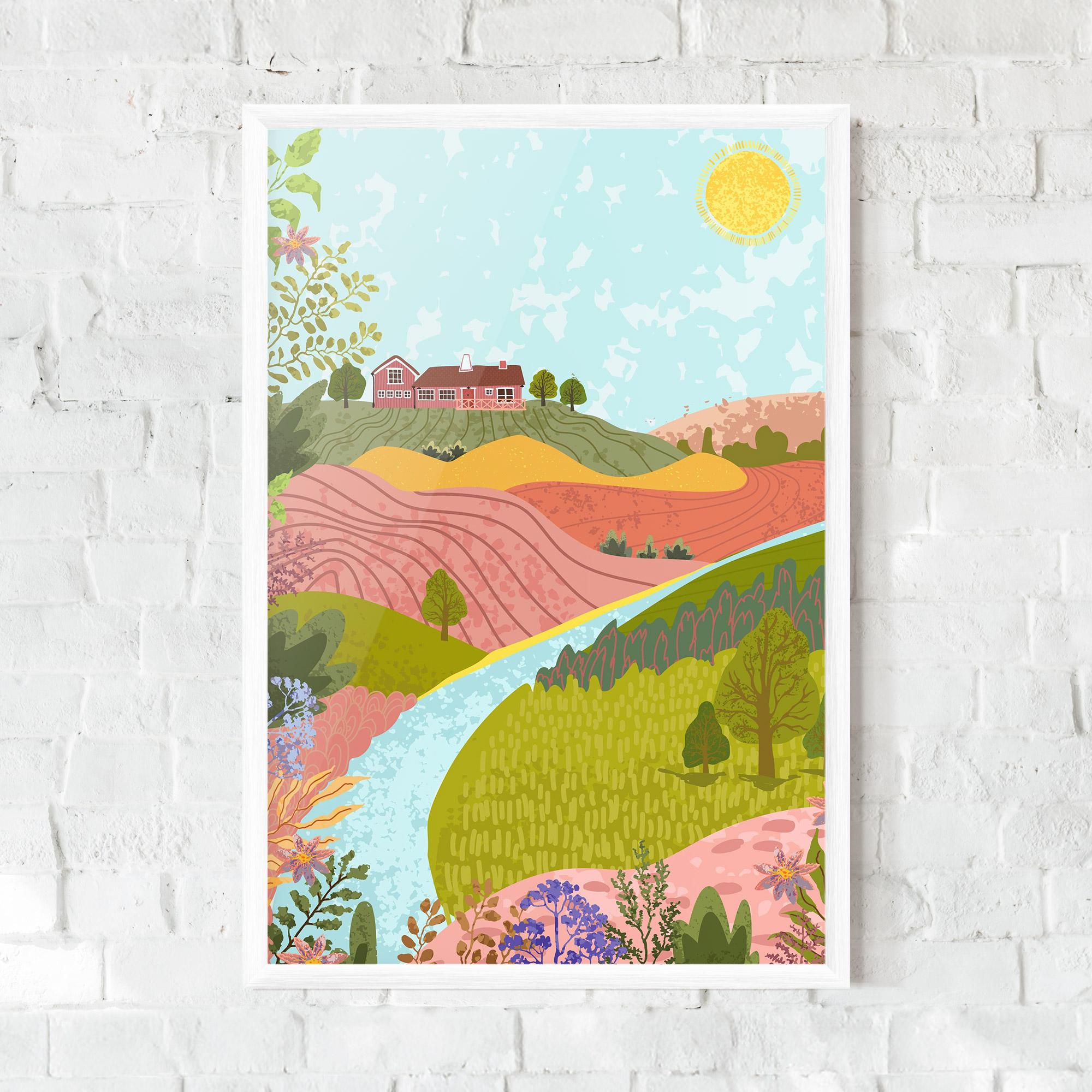 Keretezett Poszter Pink House View mockup 0