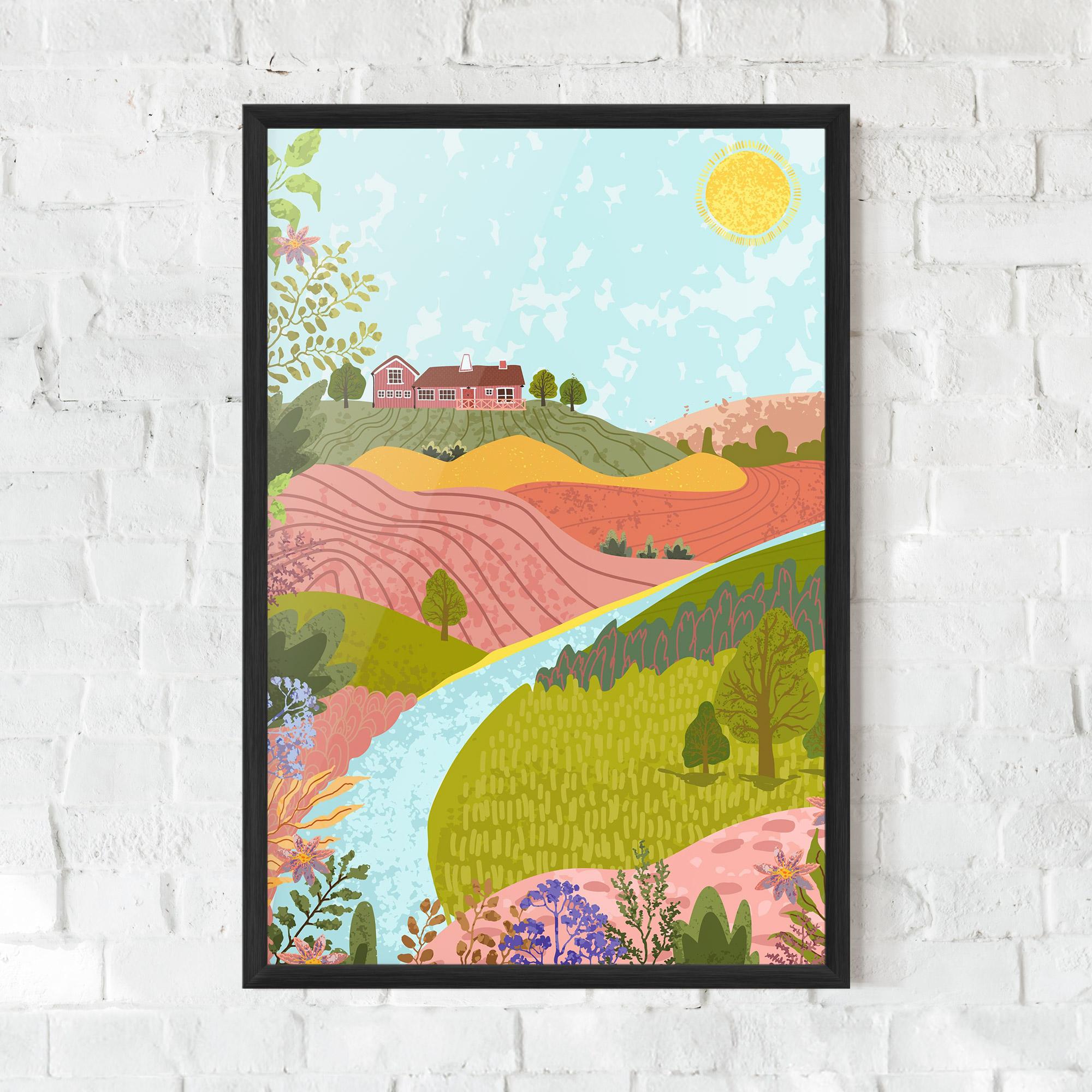 Keretezett Poszter Pink House View mockup 0