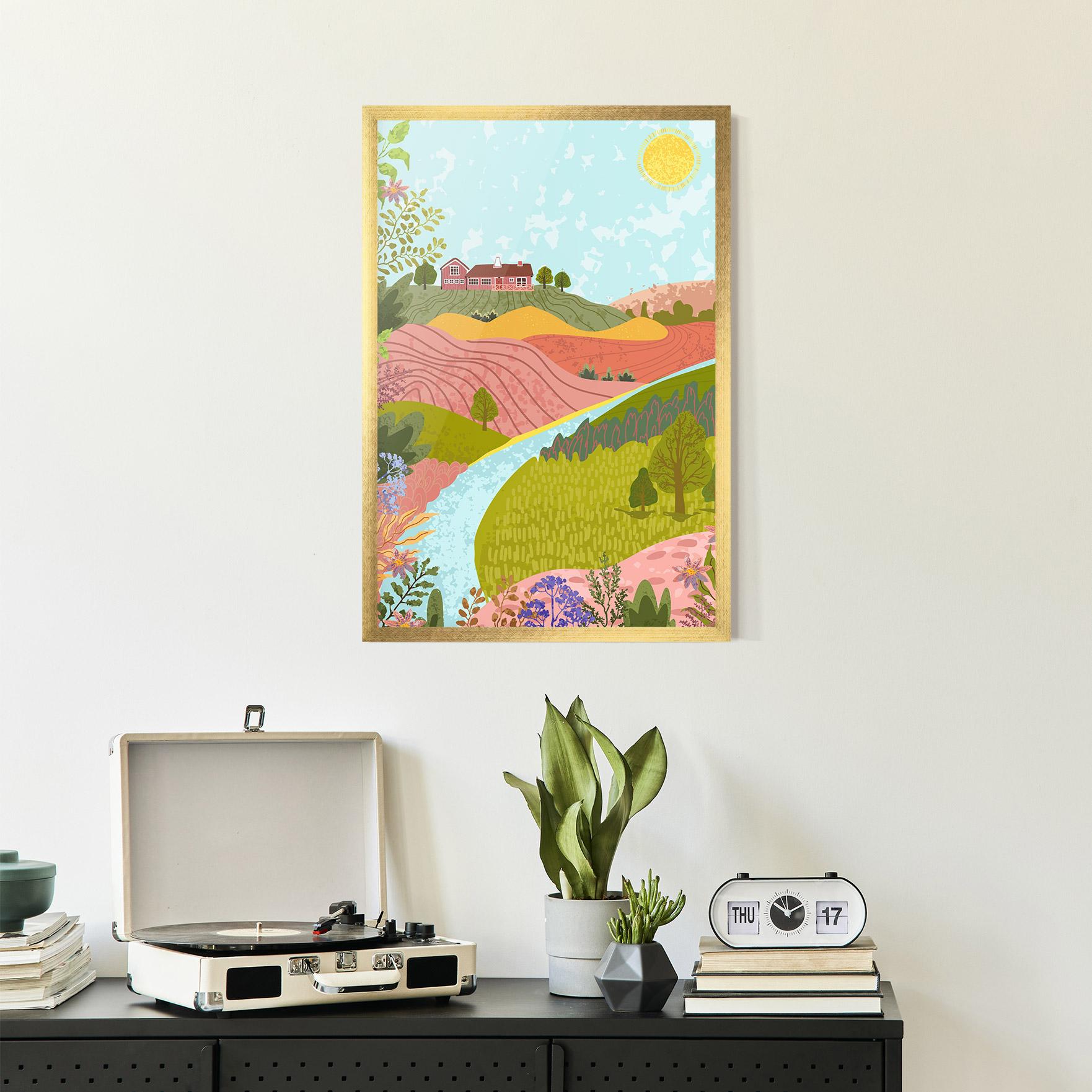 Keretezett Poszter Pink House View mockup 2