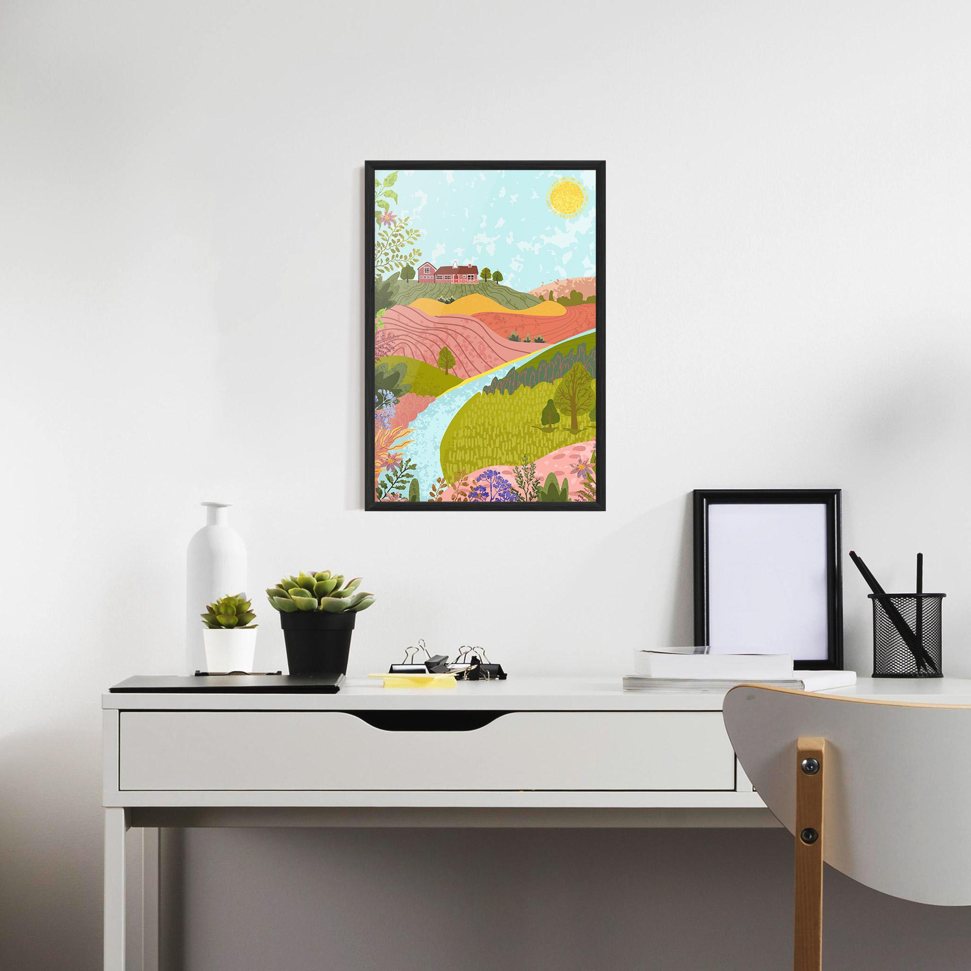 Keretezett Poszter Pink House View mockup 7