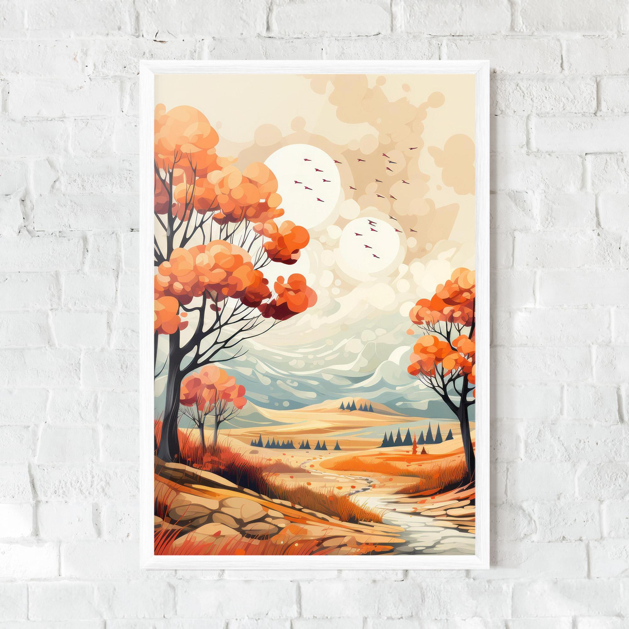 Keretezett Poszter Autumn Tree Painting mockup 0