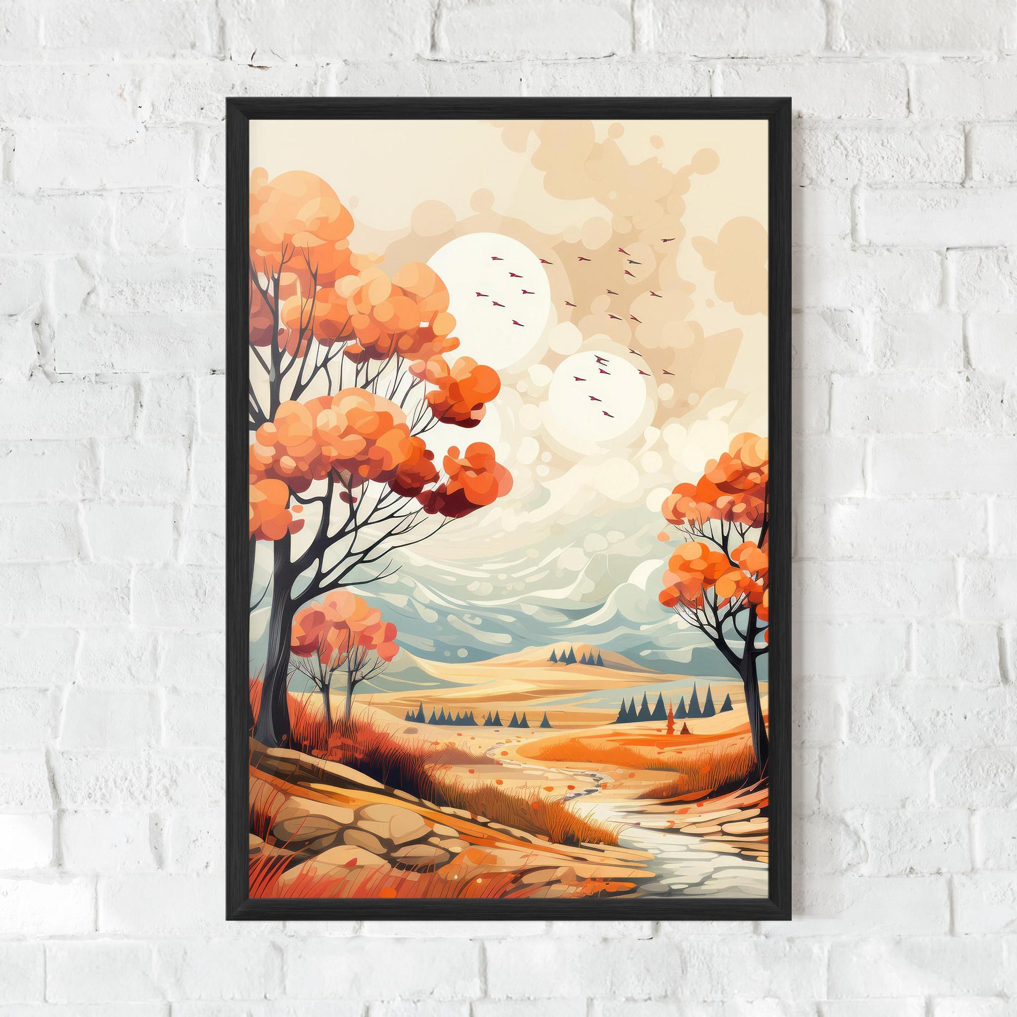 Keretezett Poszter Autumn Tree Painting mockup 0