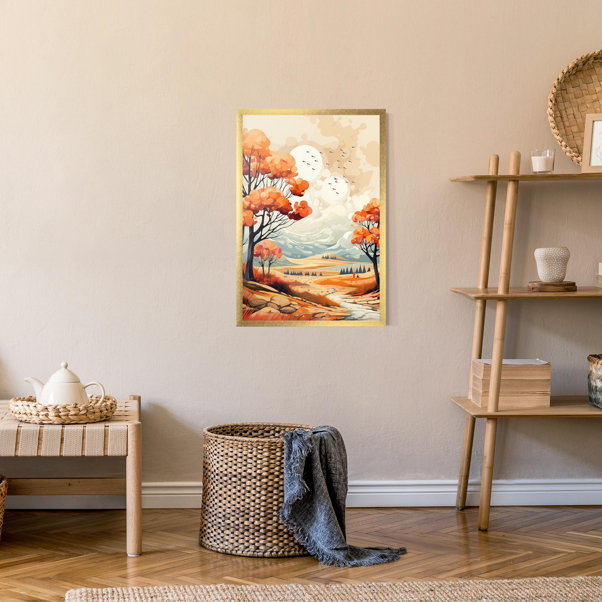 Keretezett Poszter Autumn Tree Painting mockup 9