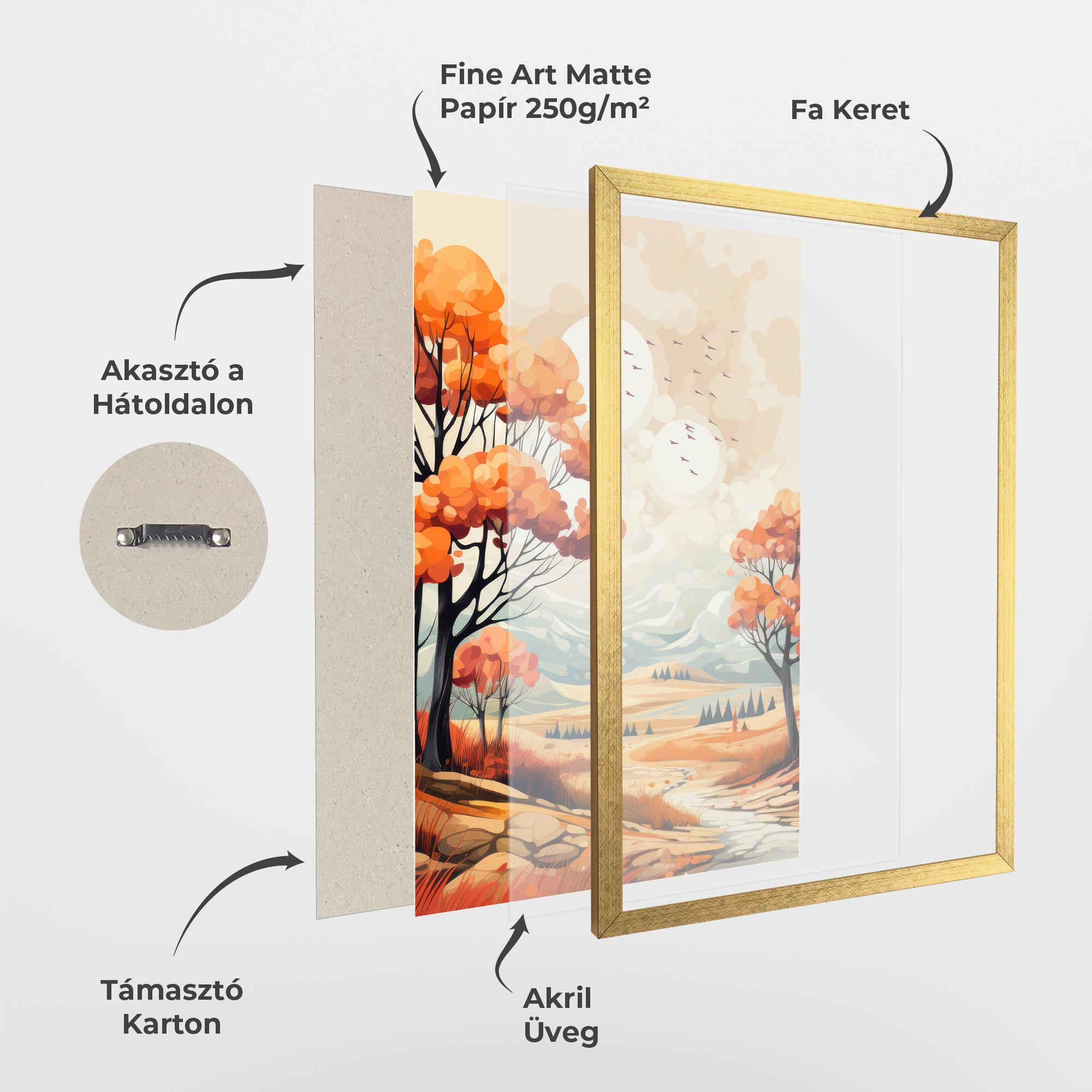 Keretezett Poszter Autumn Tree Painting mockup 1