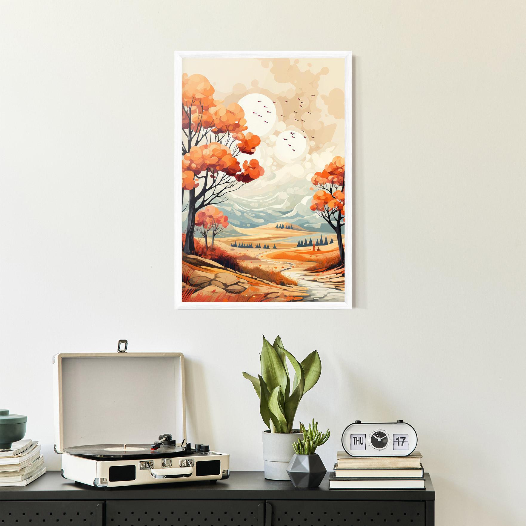 Keretezett Poszter Autumn Tree Painting mockup 2
