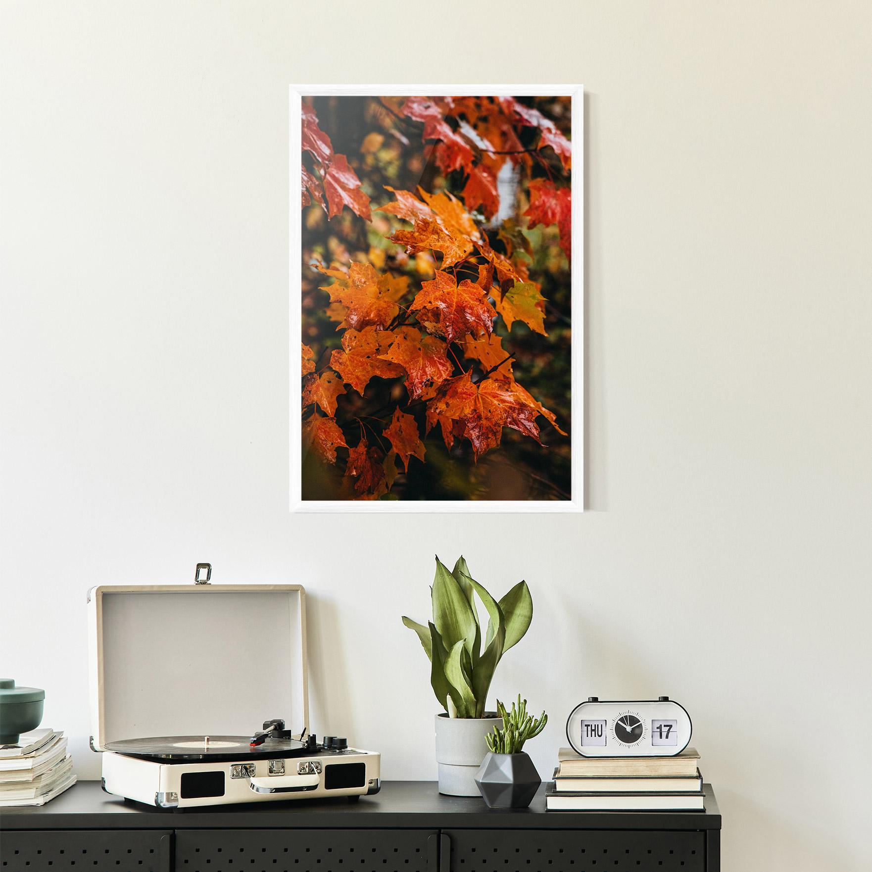 Keretezett Poszter Orange Autumn Leaves mockup 2