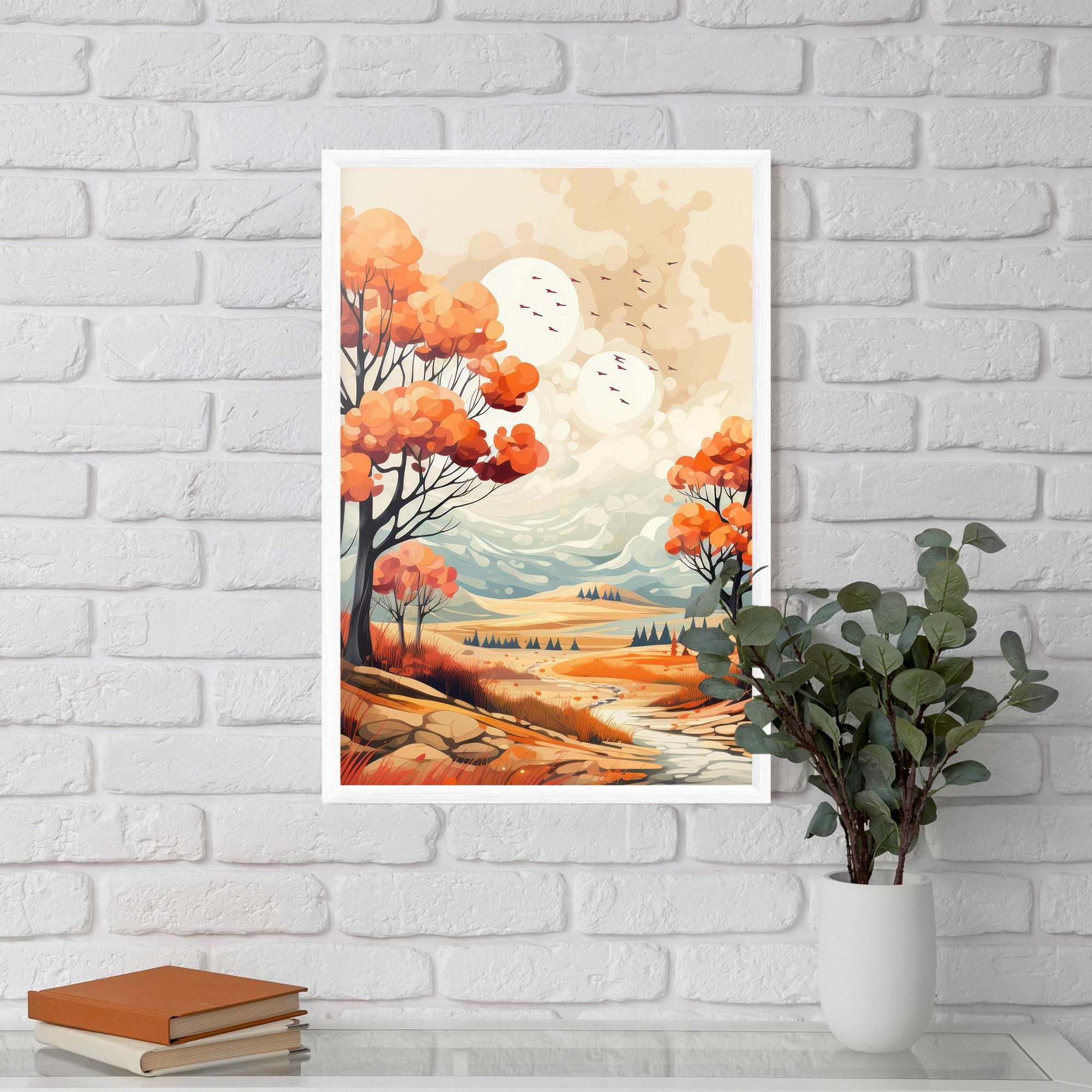 Keretezett Poszter Autumn Tree Painting mockup 5