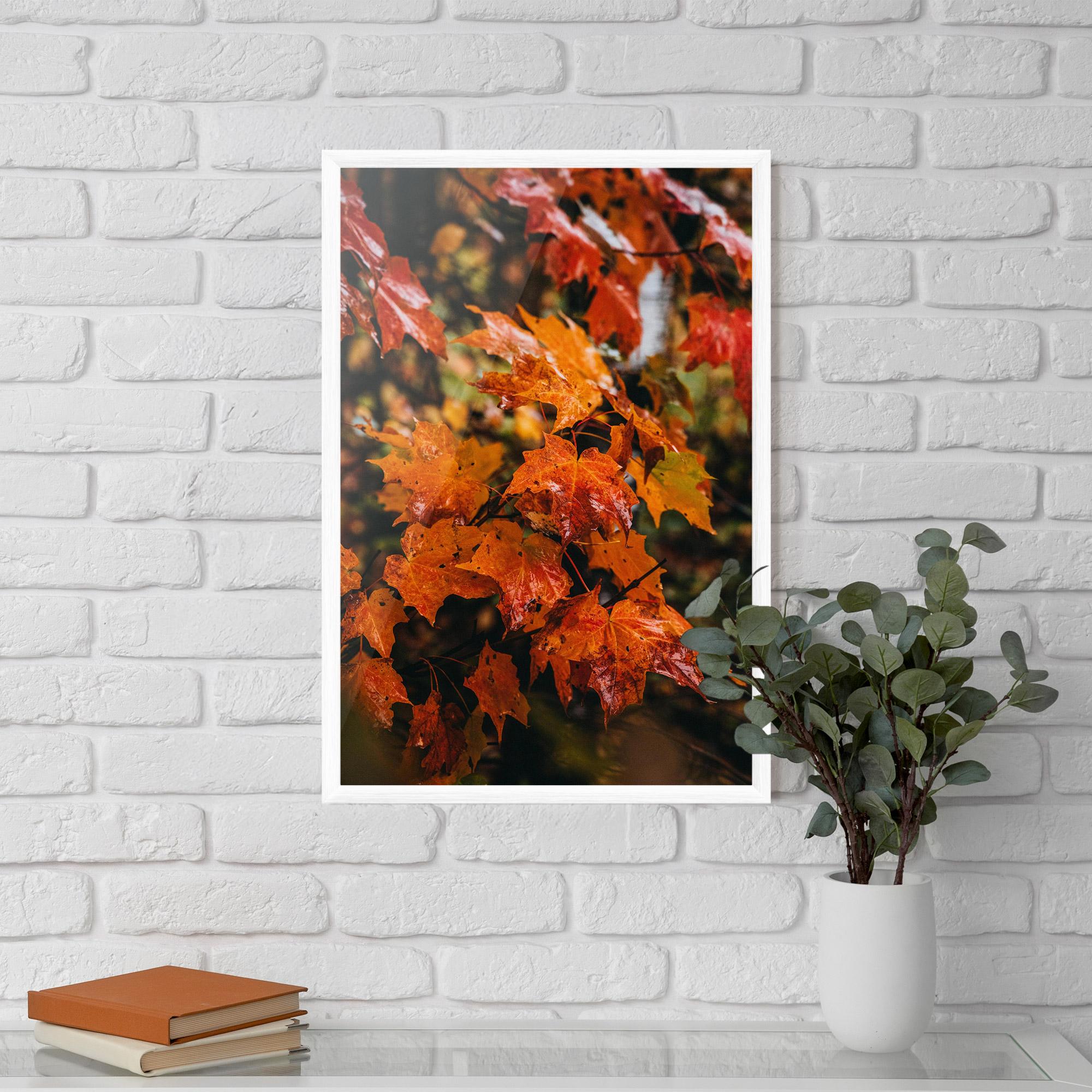 Keretezett Poszter Orange Autumn Leaves mockup 5
