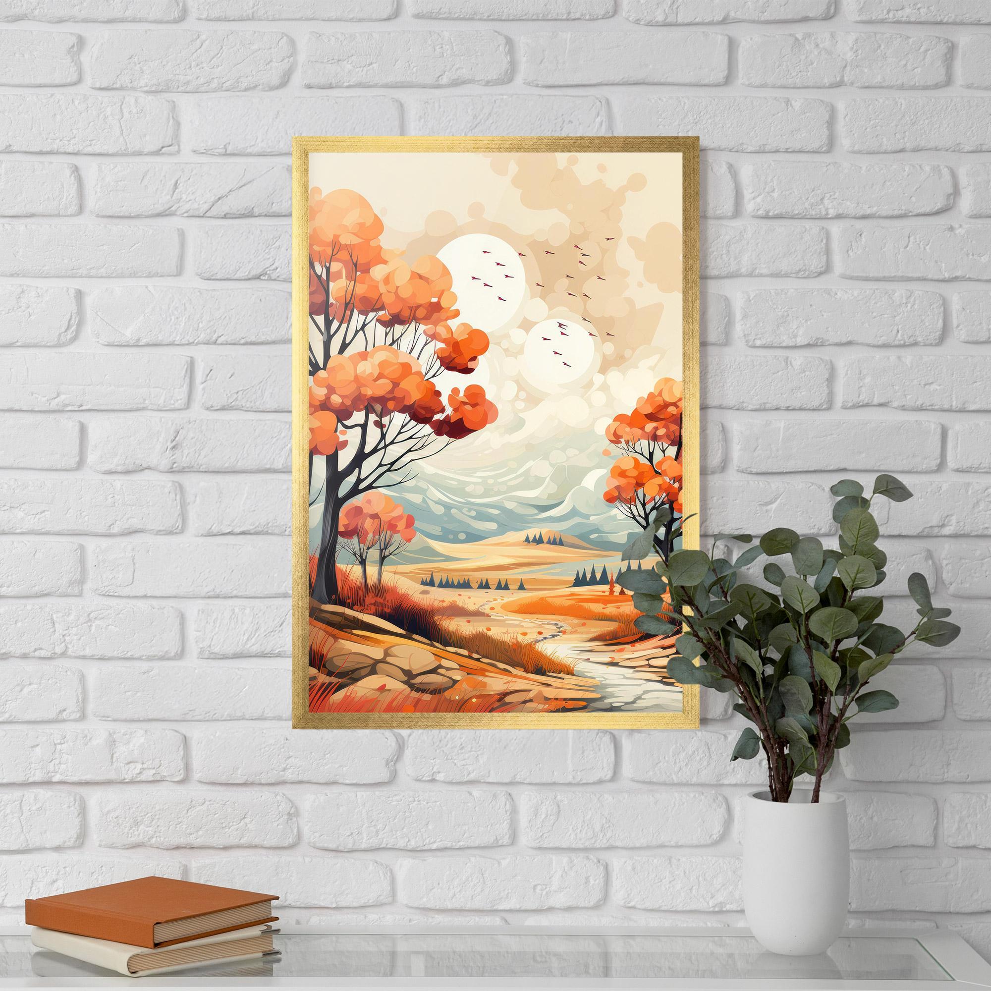 Keretezett Poszter Autumn Tree Painting mockup 5