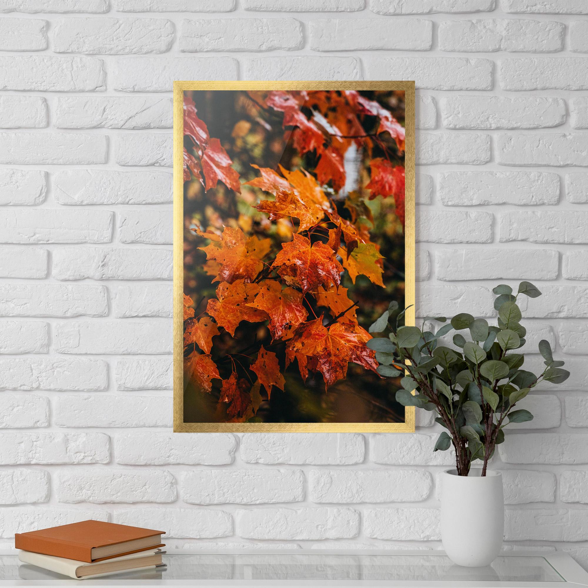Keretezett Poszter Orange Autumn Leaves mockup 5
